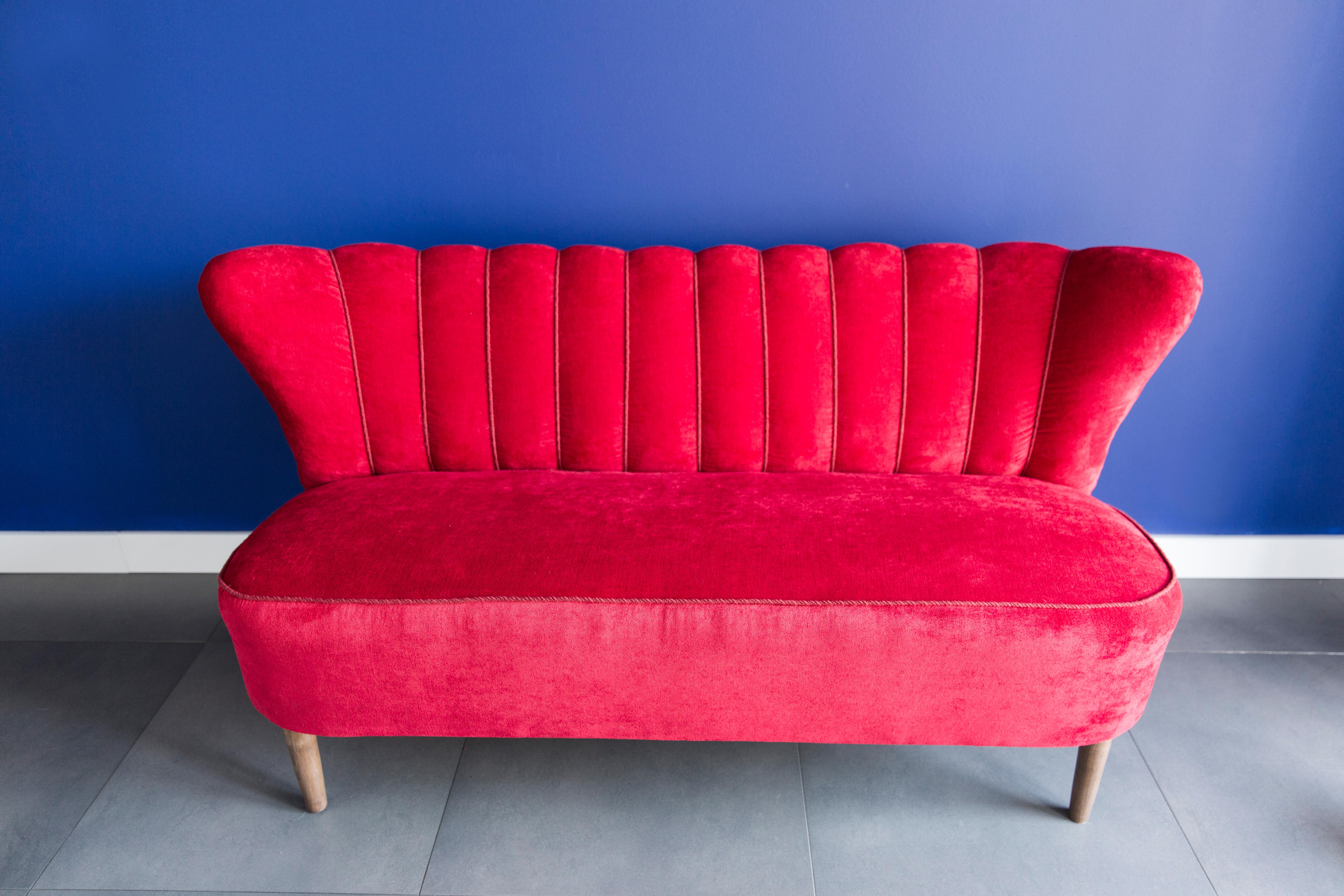 red velvet sofa