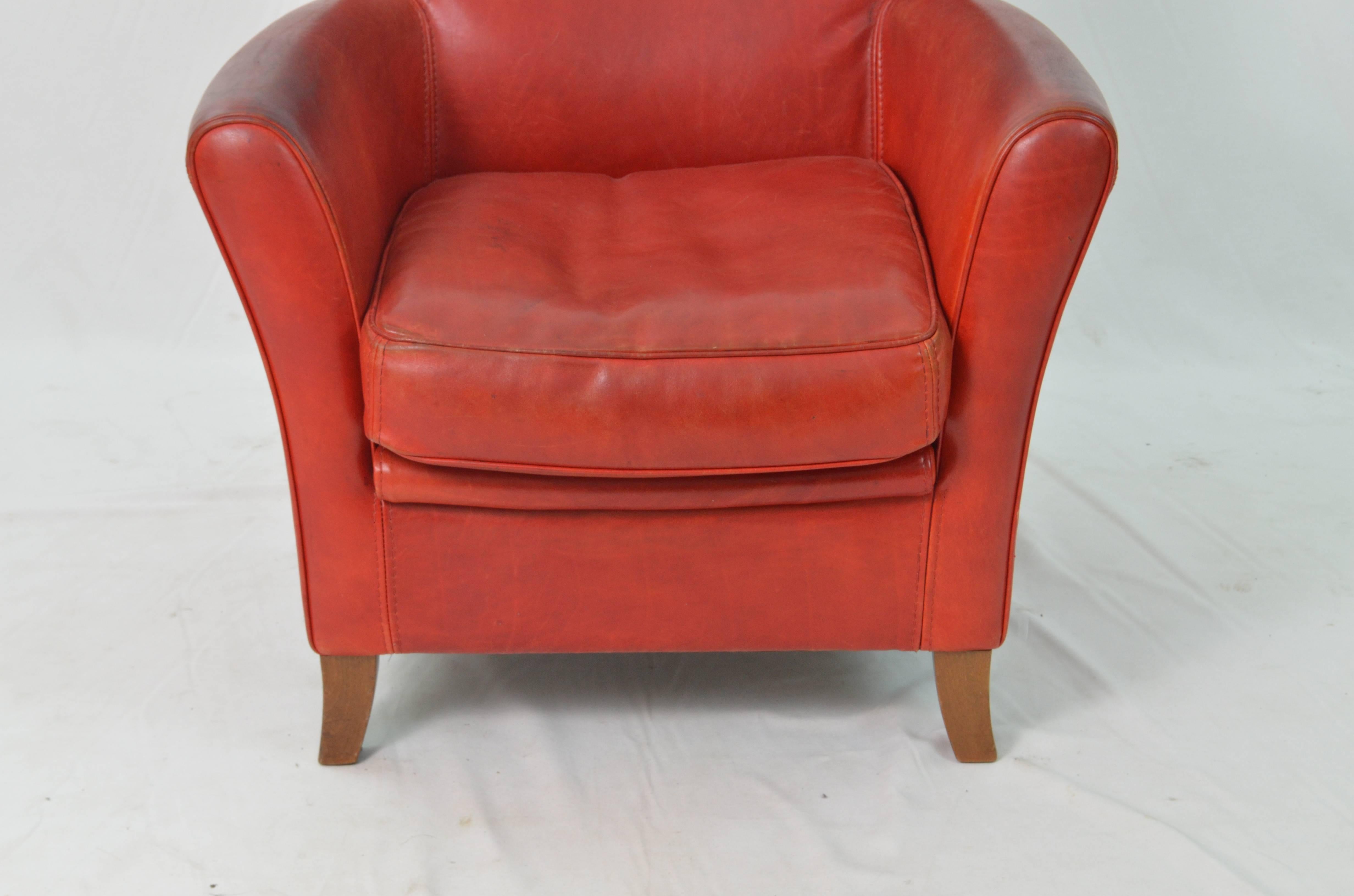 Post-Modern 20th Century Red Vintage Leather Original Baxter Armchairs