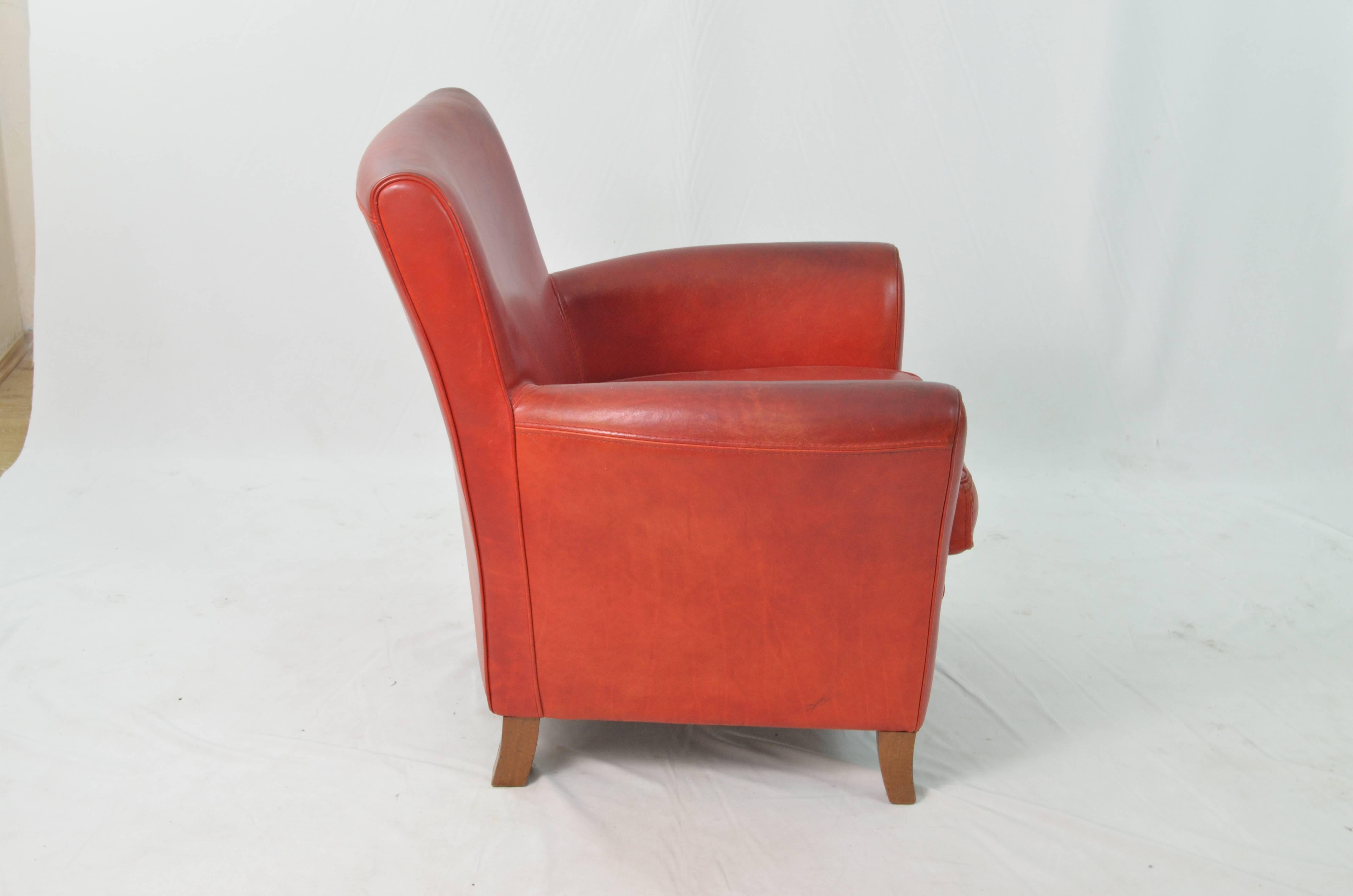Late 20th Century 20th Century Red Vintage Leather Original Baxter Armchairs