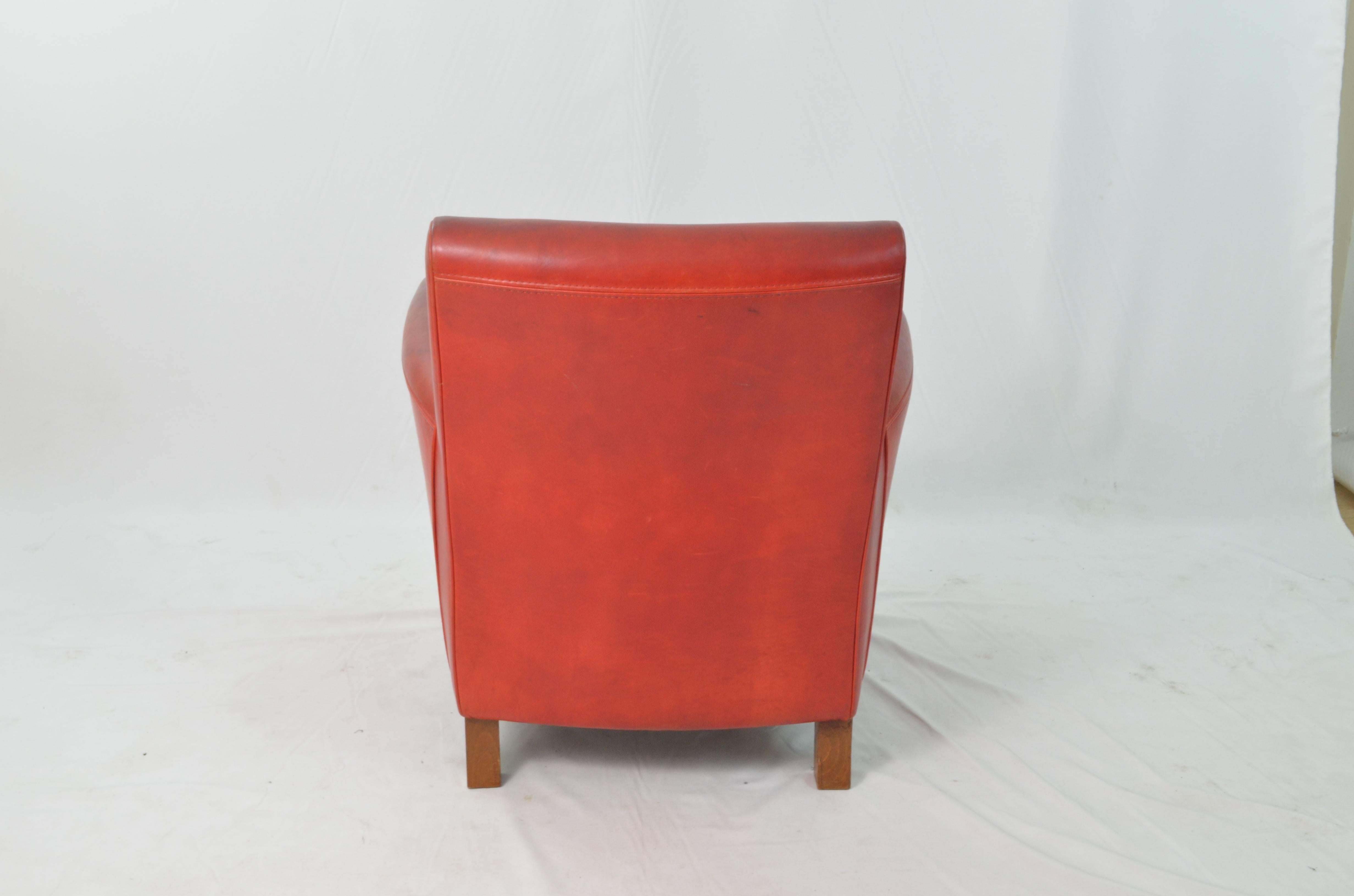 20th Century Red Vintage Leather Original Baxter Armchairs 1