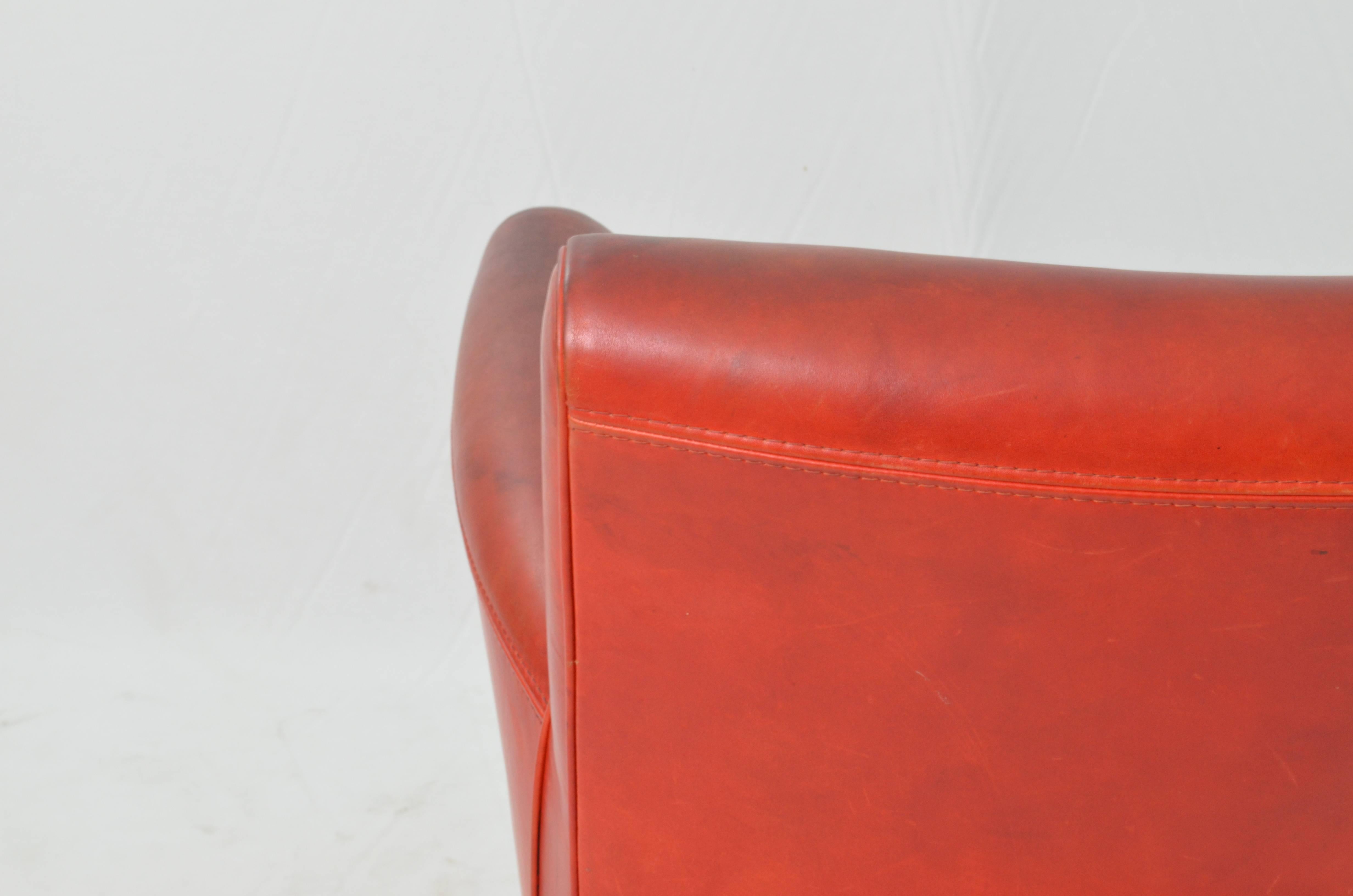 20th Century Red Vintage Leather Original Baxter Armchairs 2