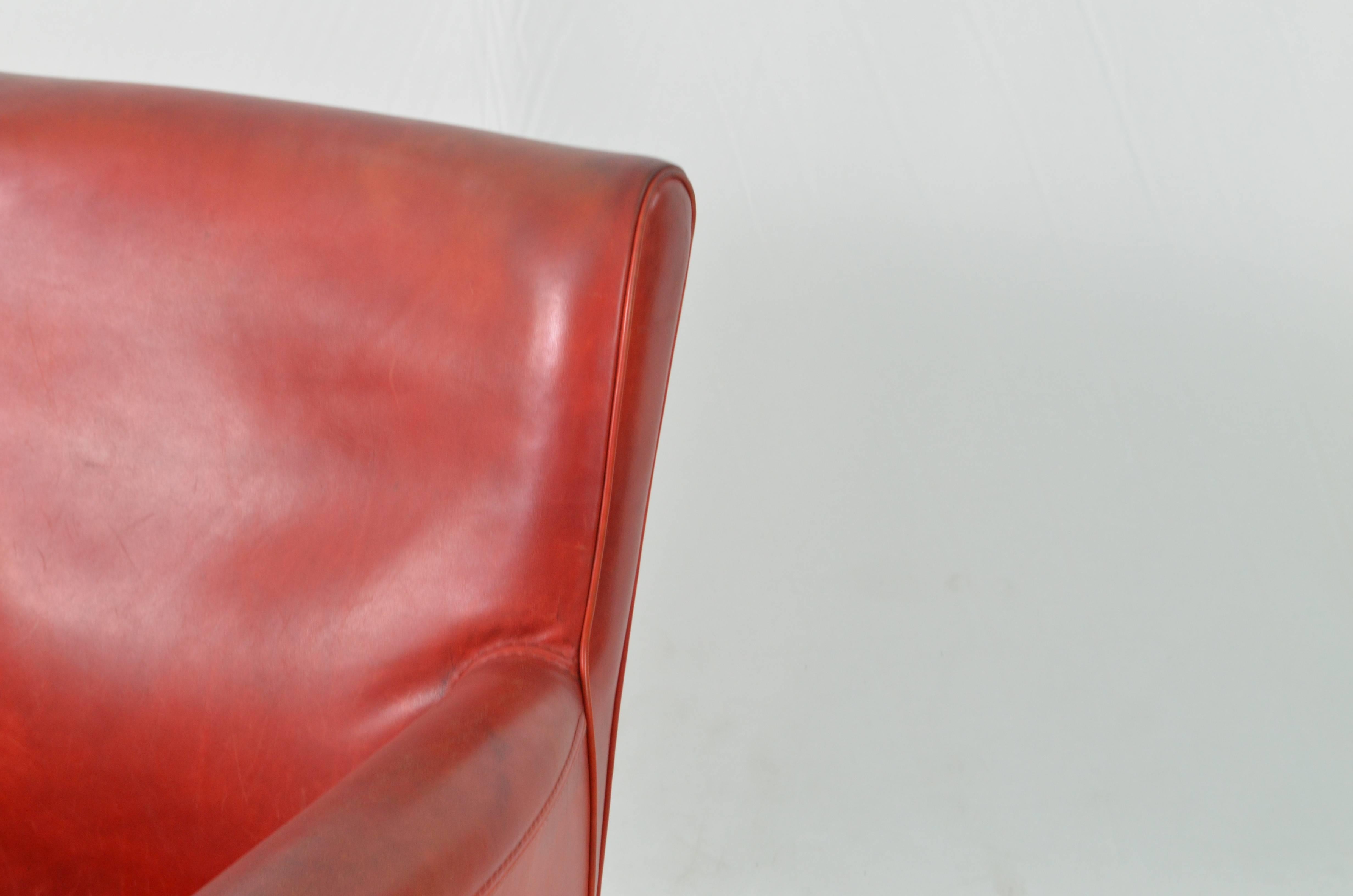 20th Century Red Vintage Leather Original Baxter Armchairs 3