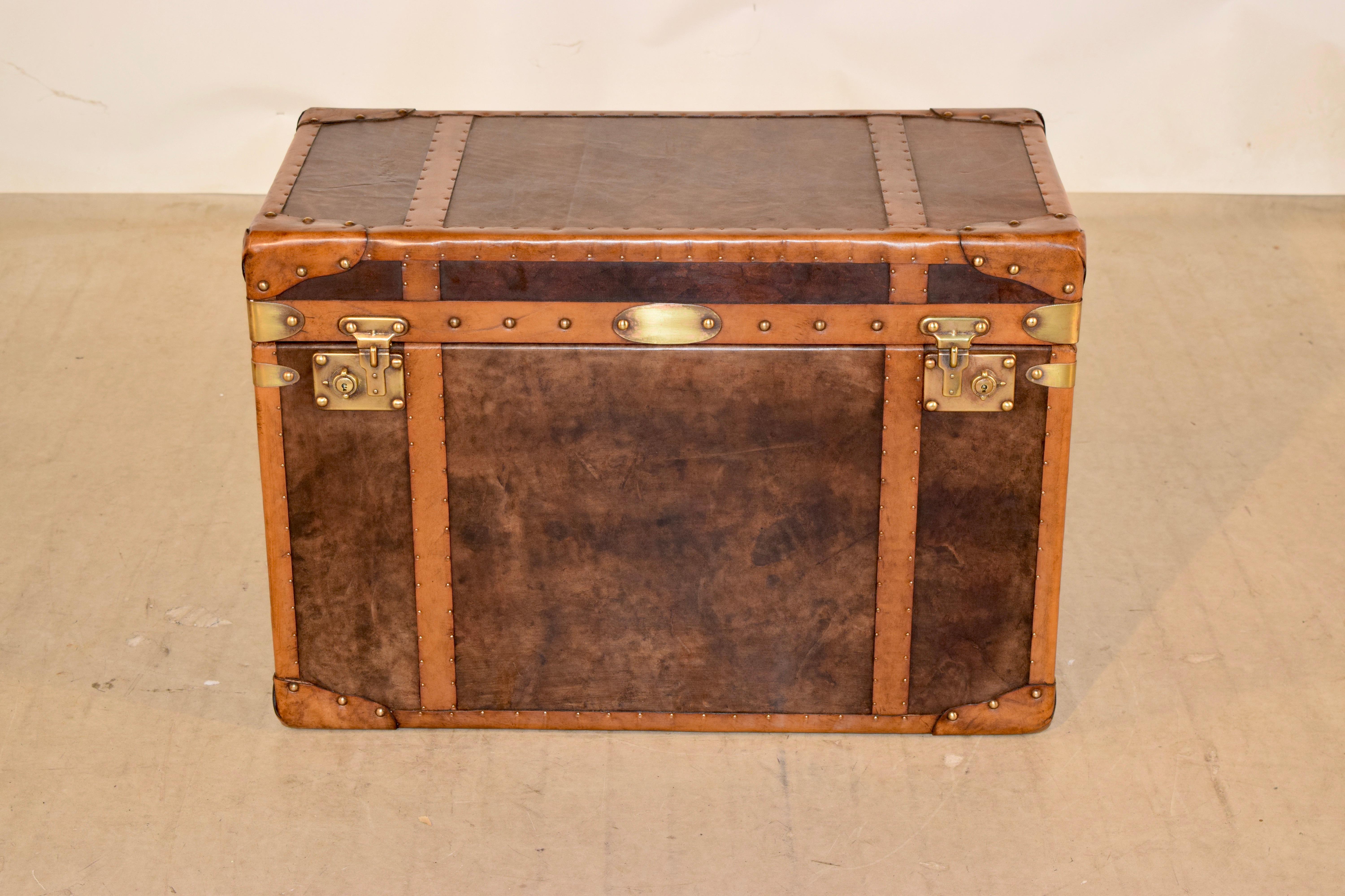 Edwardian 20th Century Refurbished Leather Steamer Trunk