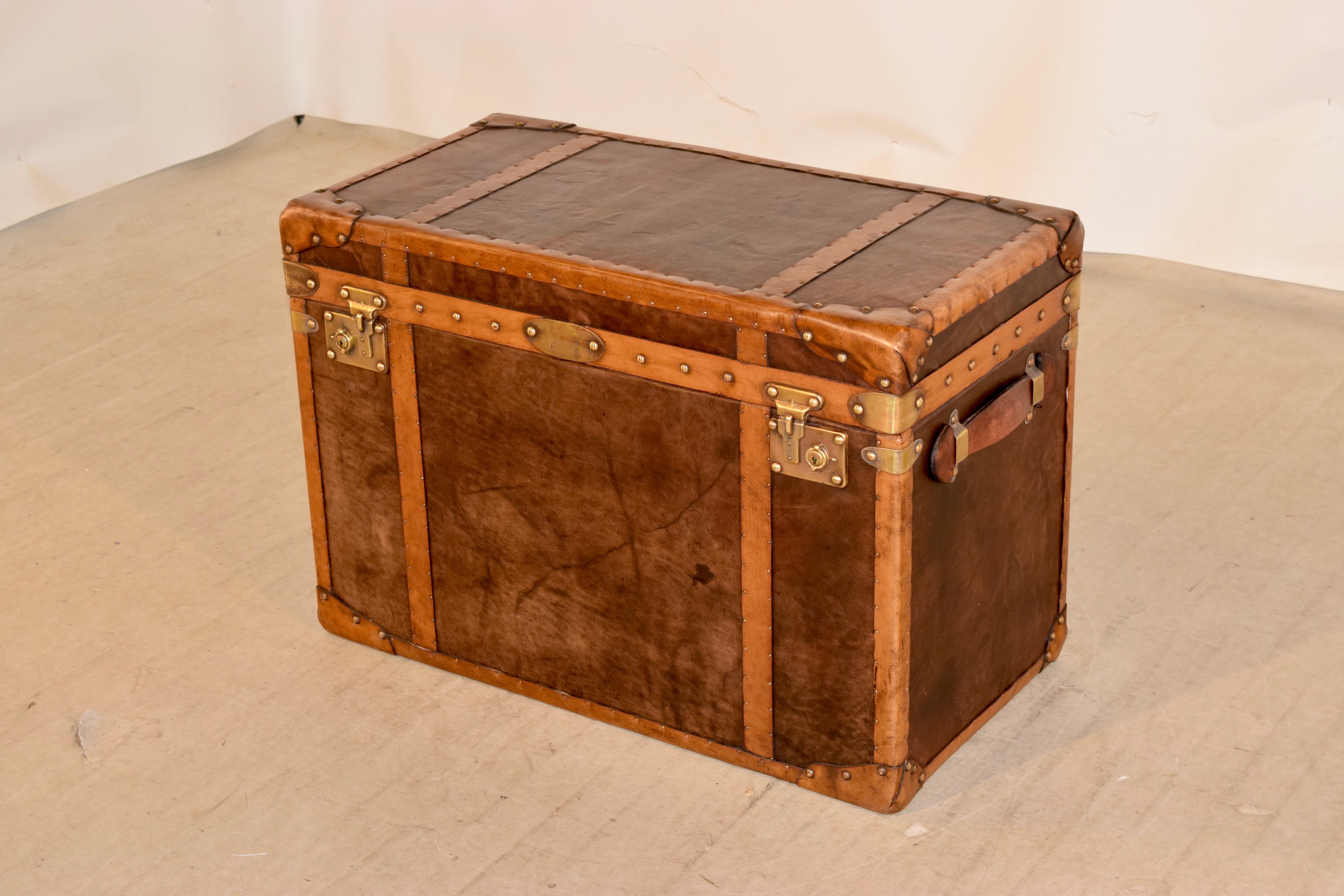 20th Century Refurbished Leather Steamer Trunk In Good Condition In High Point, NC