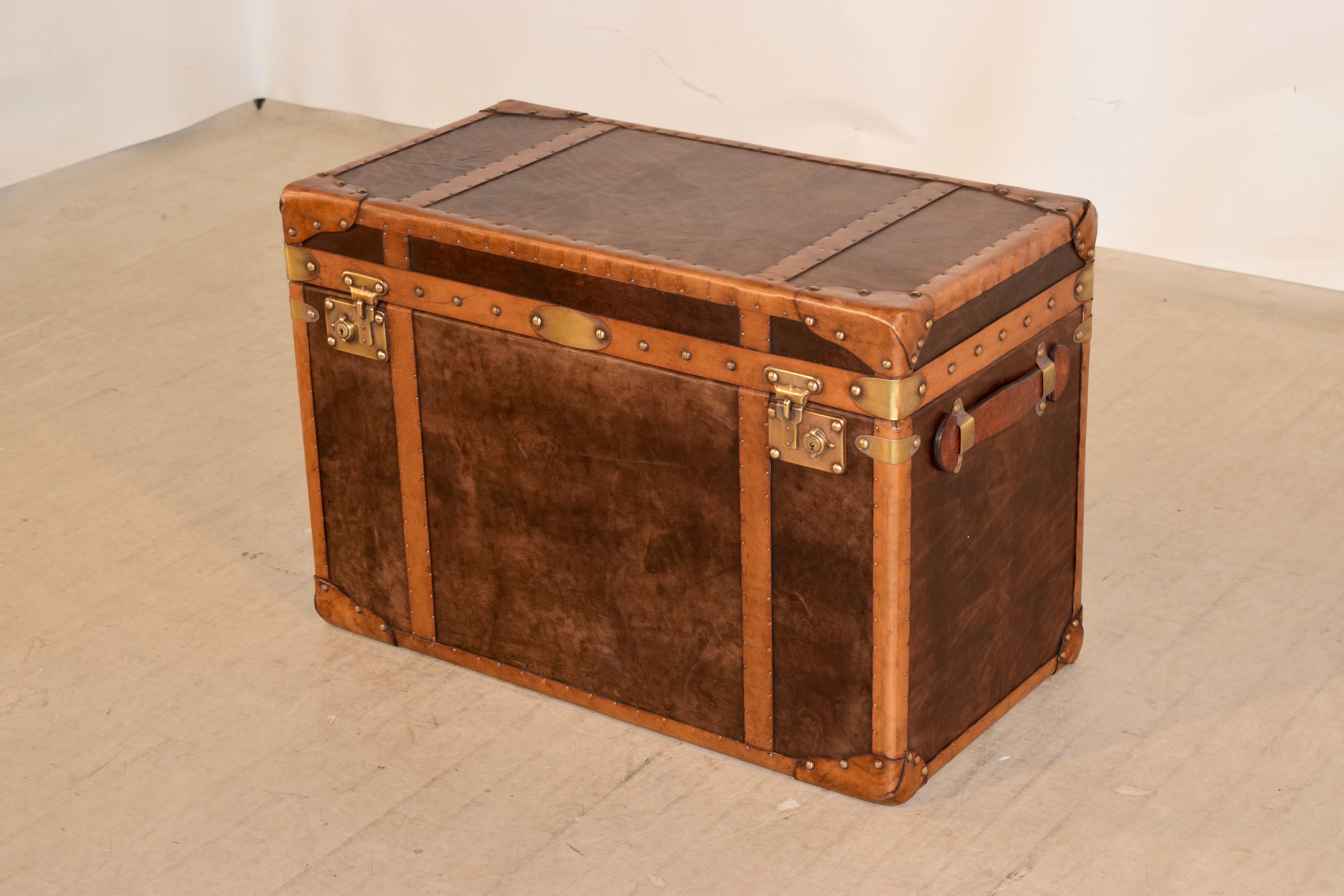 English 20th Century Refurbished Leather Steamer Trunk