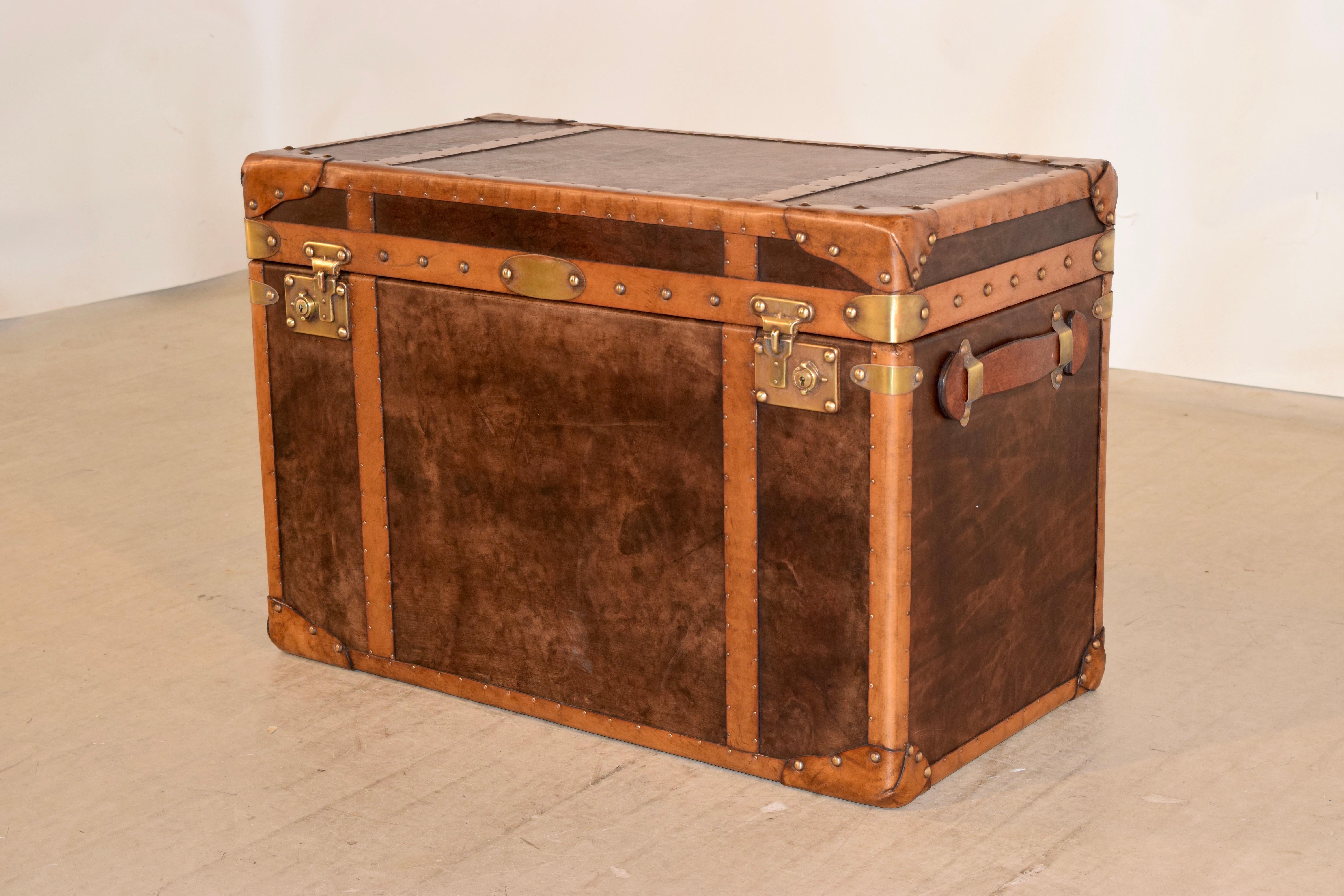 20th Century Refurbished Leather Steamer Trunk In Good Condition In High Point, NC