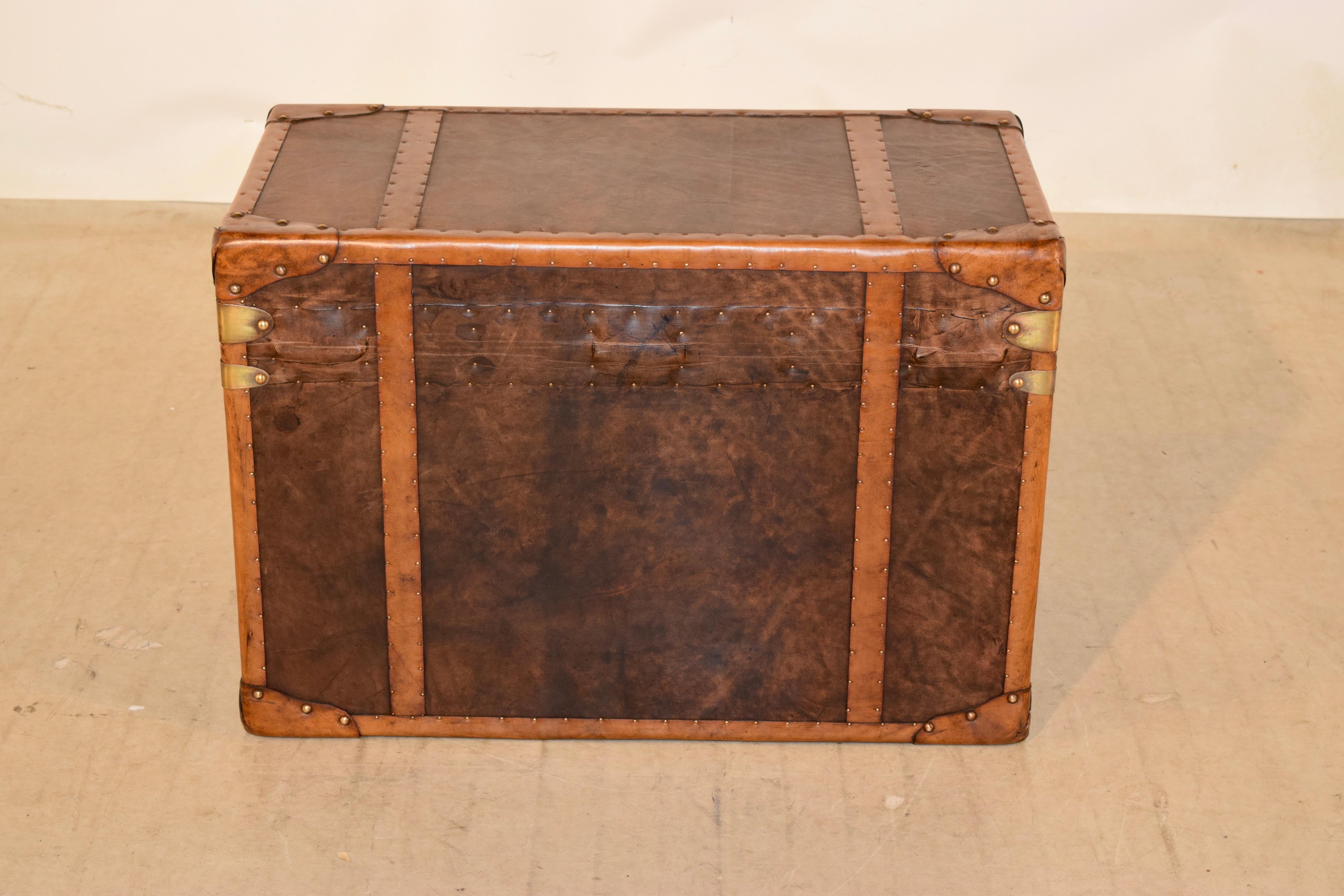 20th Century Refurbished Leather Steamer Trunk 2