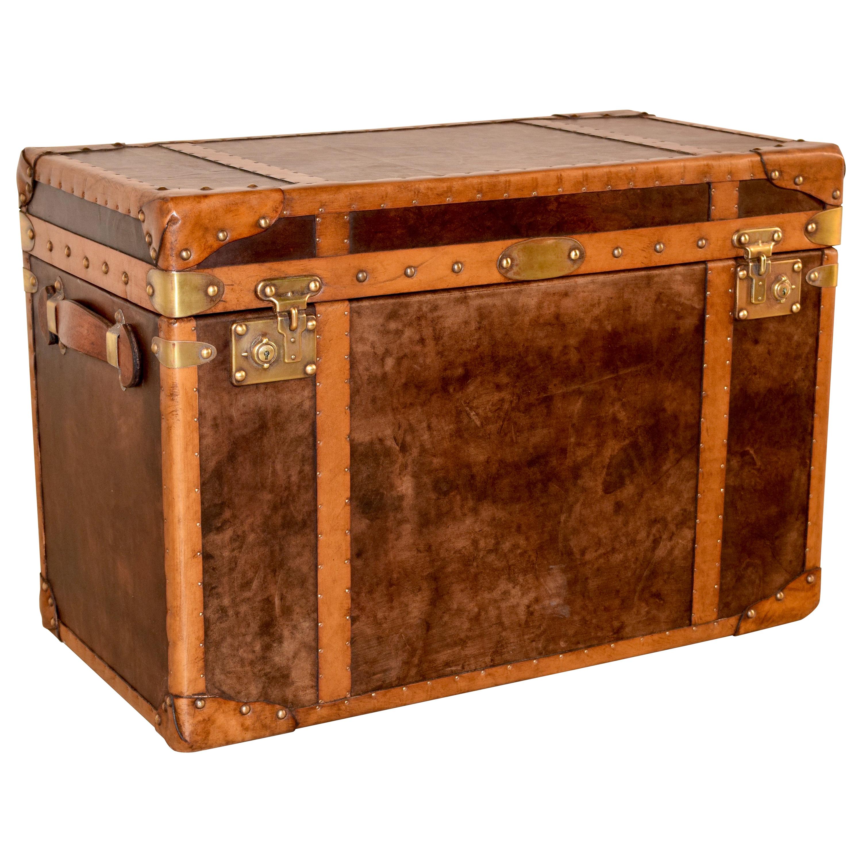 20th Century Refurbished Leather Steamer Trunk