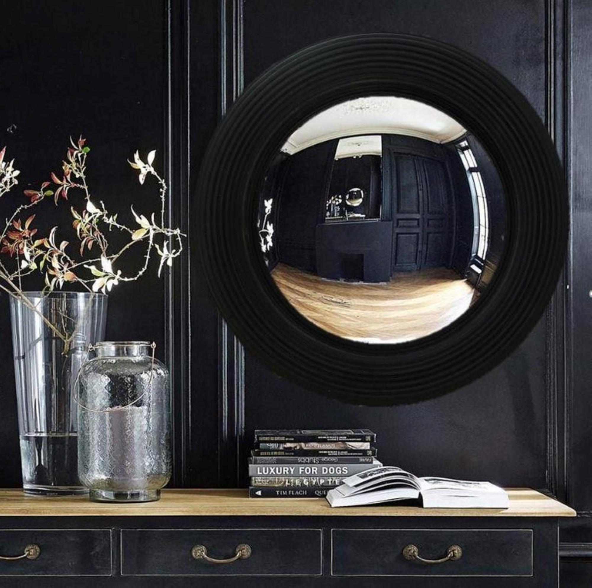 Glass 20th Century Regency Reeded Convex Mirror For Sale