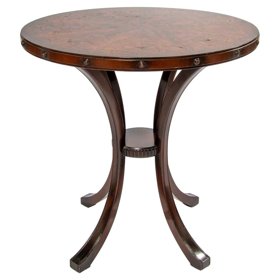 Graceful Table with Pyrographic Decoration For Sale at 1stDibs