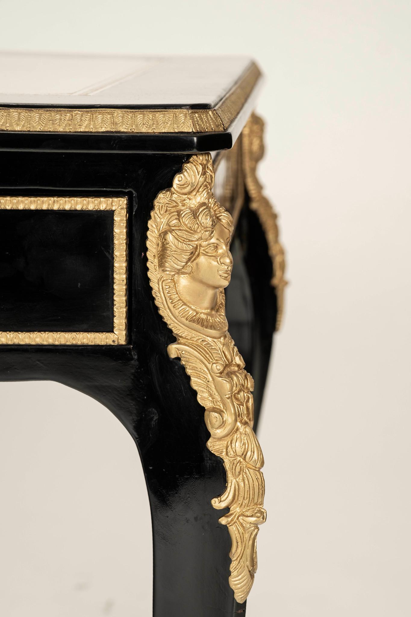 20th Century Regency Style Black Lacquered Desk For Sale 5