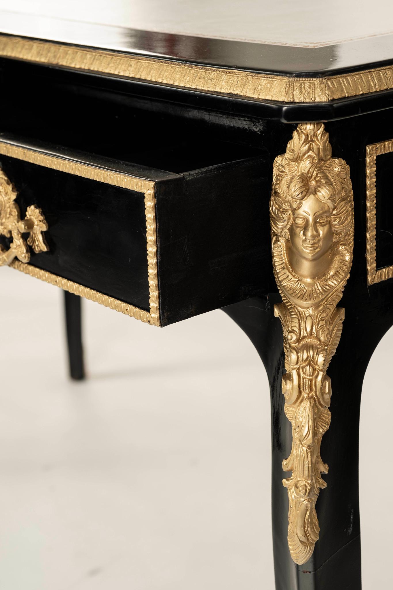 20th Century Regency Style Black Lacquered Desk For Sale 6