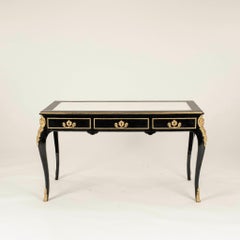 20th Century Regency Style Black Lacquered Desk