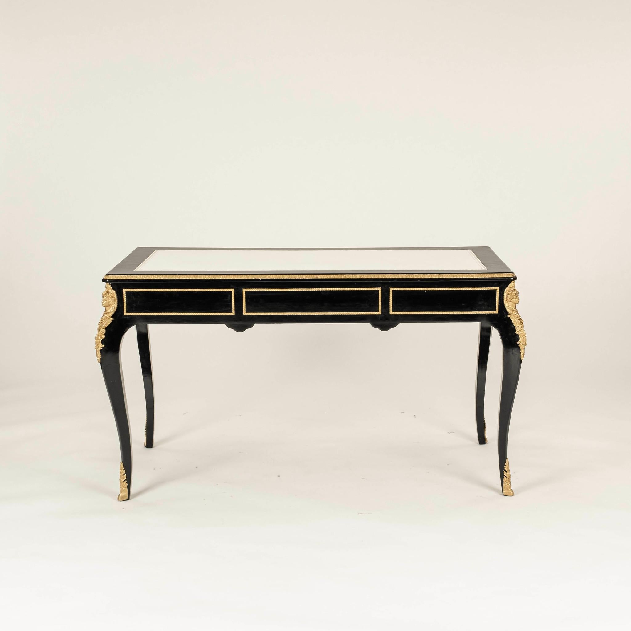 20th Century Regency Style Black Lacquered Desk For Sale 1