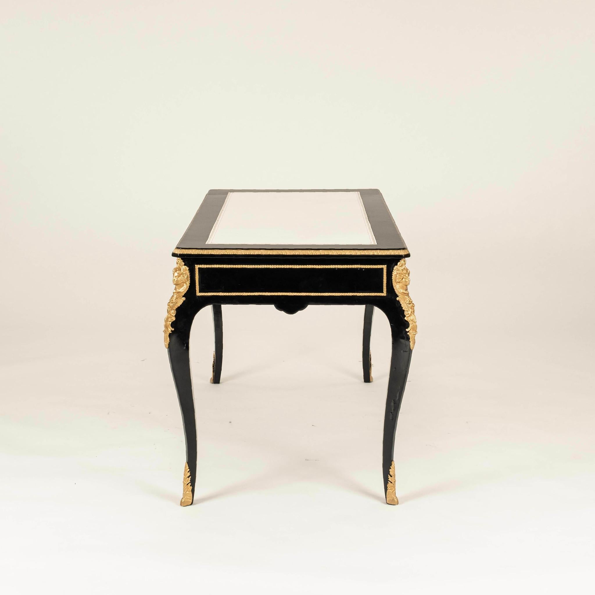 20th Century Regency Style Black Lacquered Desk For Sale 2