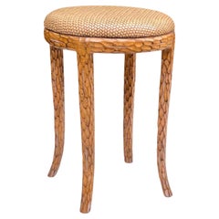 20th Century Regency Style Carved Faux Bois Stool