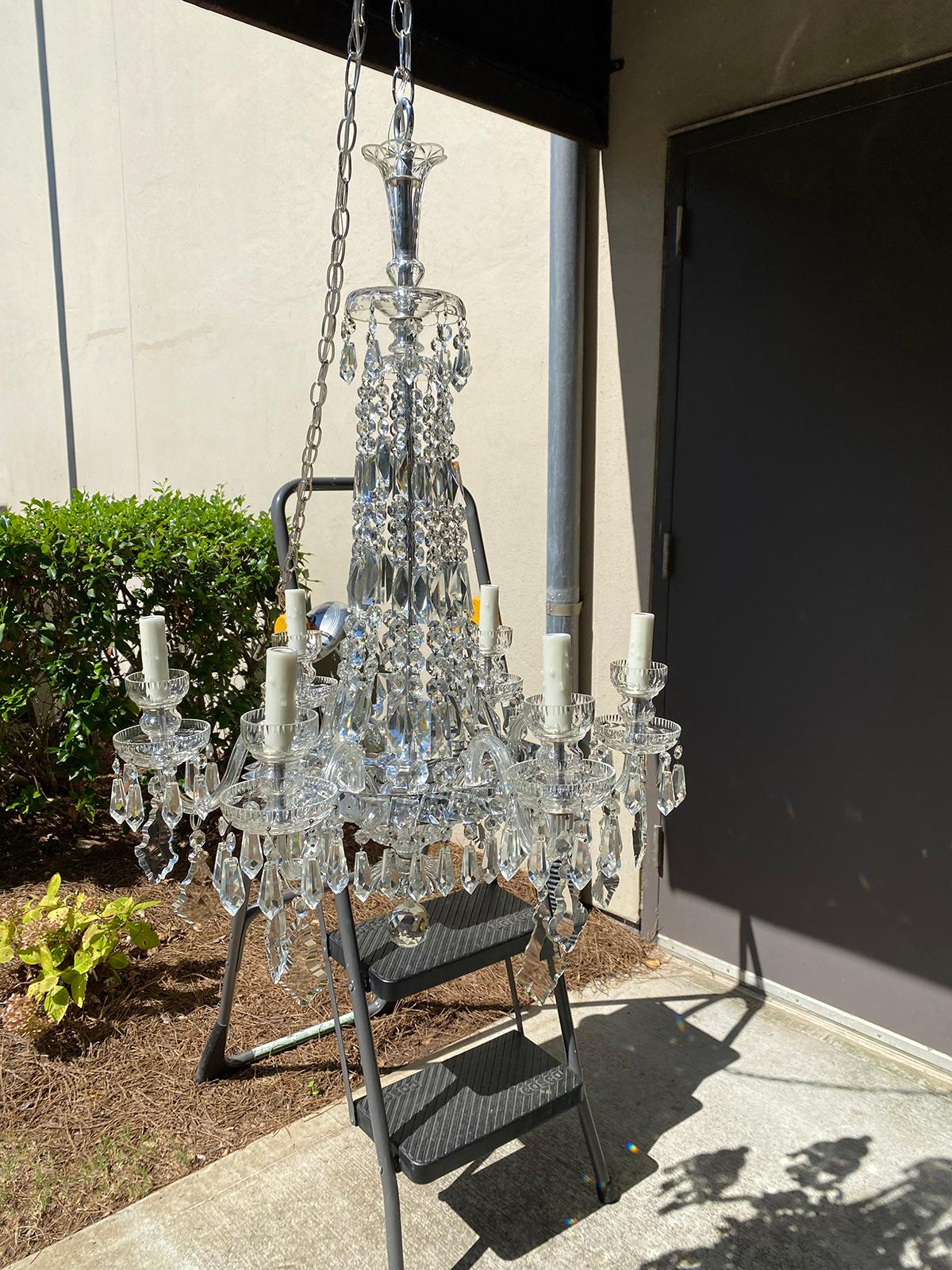 20th Century Regency Style Crystal Six Arm Chandelier For Sale 8