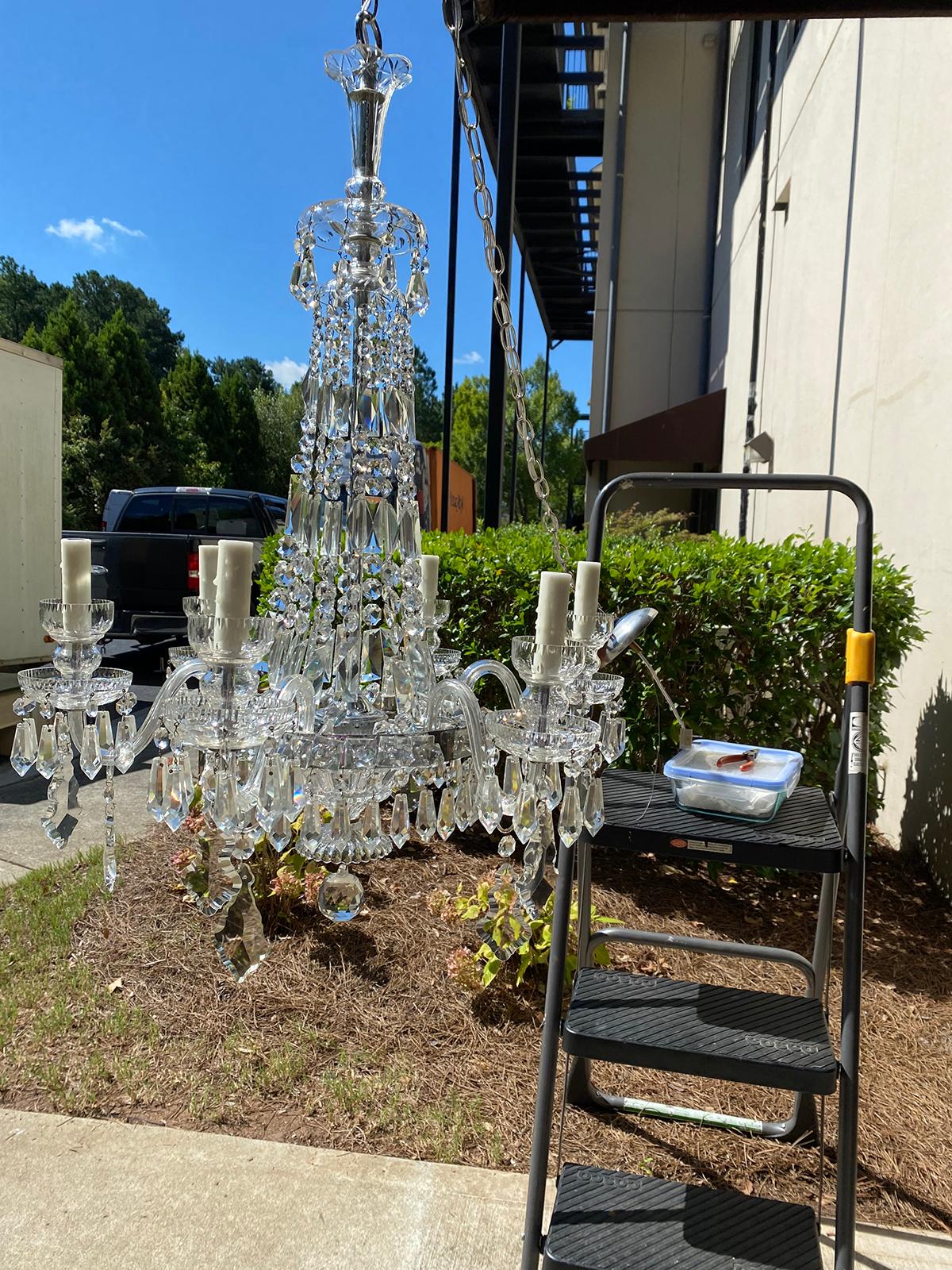 20th Century Regency Style Crystal Six Arm Chandelier For Sale 9