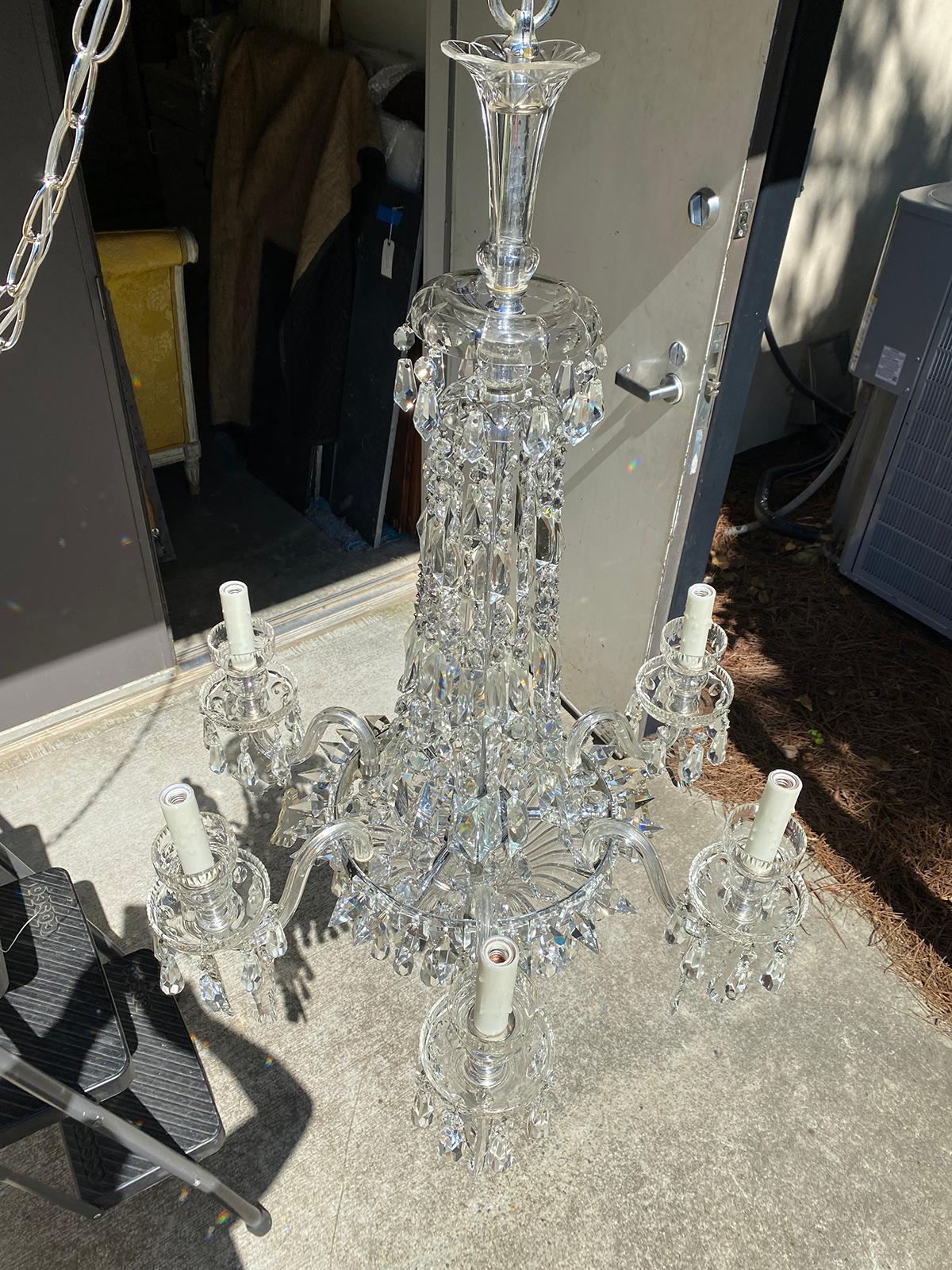 20th Century Regency Style Crystal Six Arm Chandelier For Sale 15