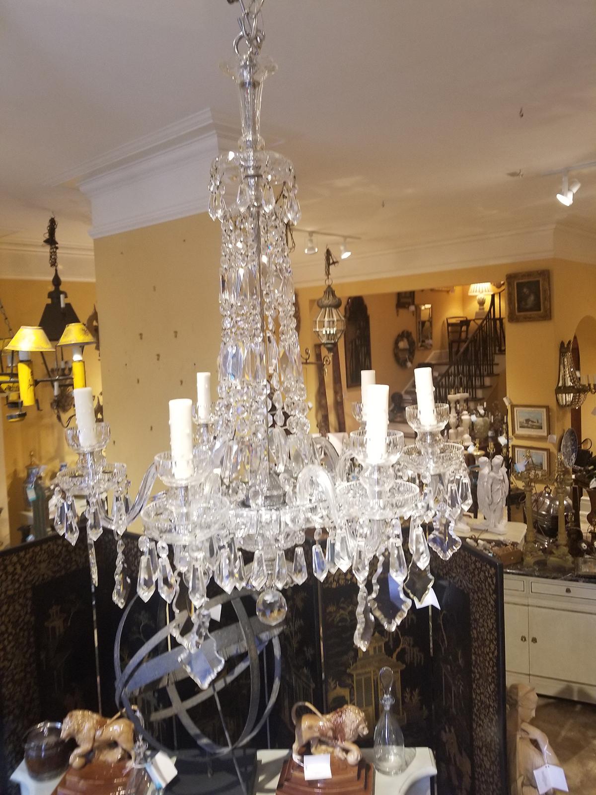 20th Century Regency Style Crystal Six Arm Chandelier 15