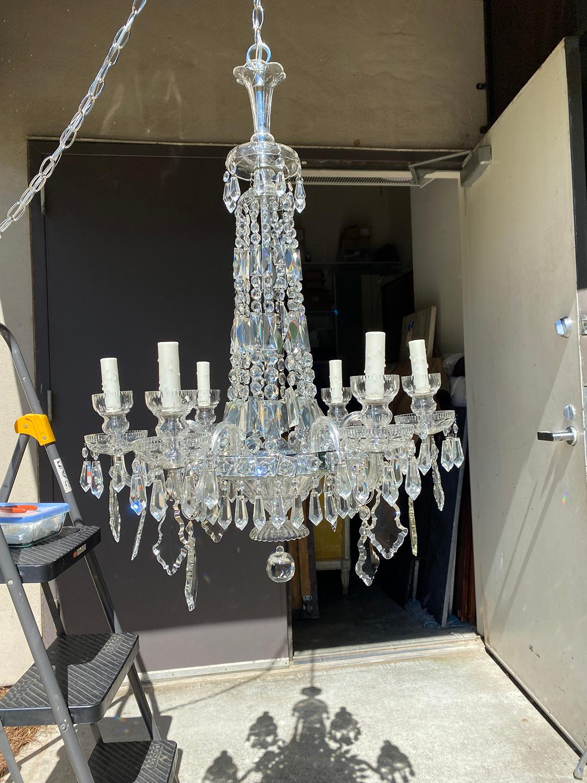 20th century Regency style crystal six arm chandelier
New wiring.