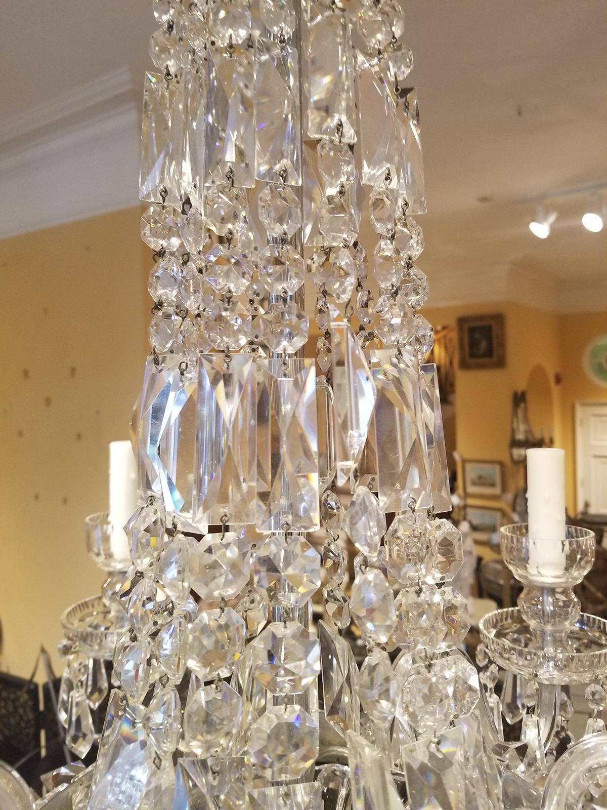 20th Century Regency Style Crystal Six Arm Chandelier In Good Condition In Atlanta, GA