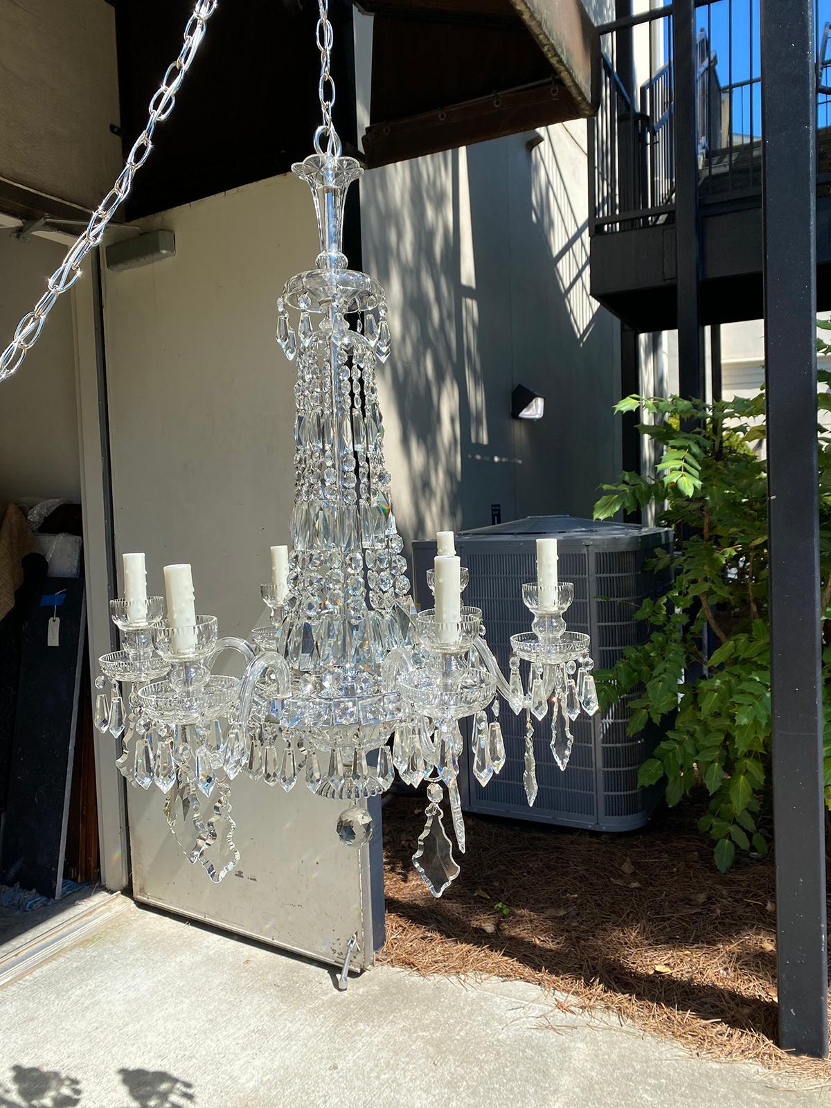 20th Century Regency Style Crystal Six Arm Chandelier For Sale 1