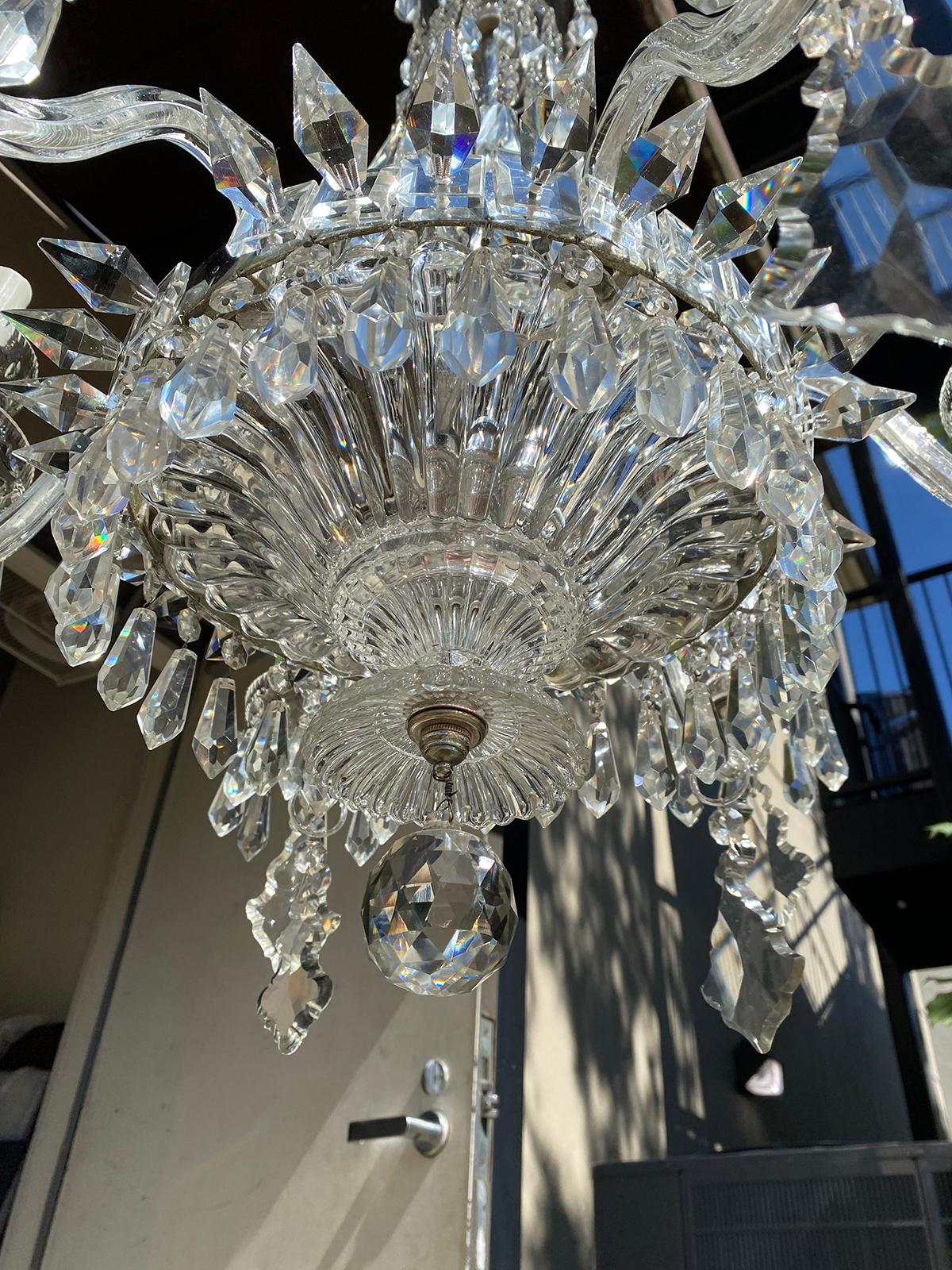 20th Century Regency Style Crystal Six Arm Chandelier For Sale 5