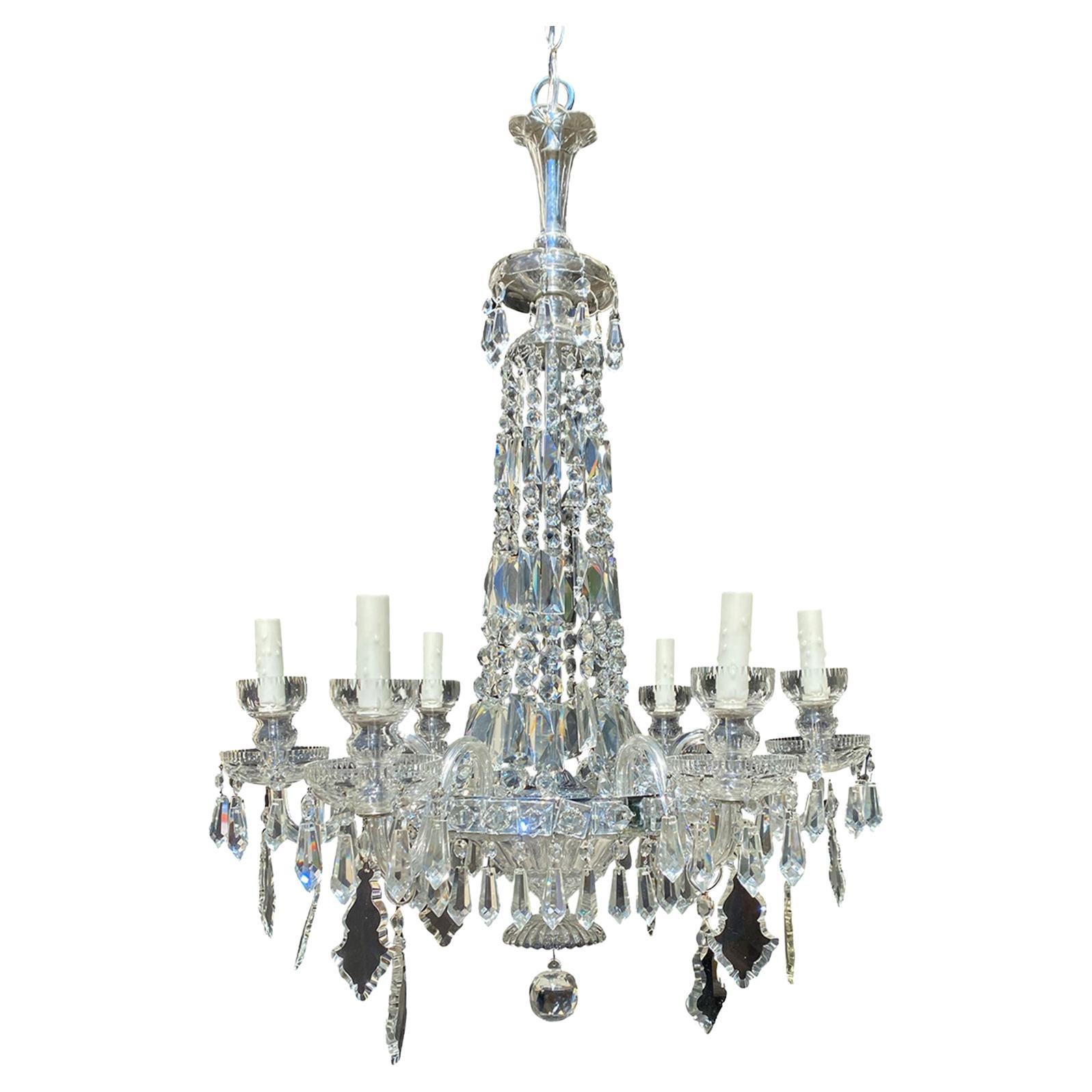 20th Century Regency Style Crystal Six Arm Chandelier For Sale