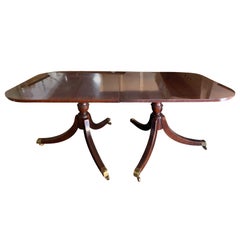 20th Century Regency Style Double Pedestal Dining Table