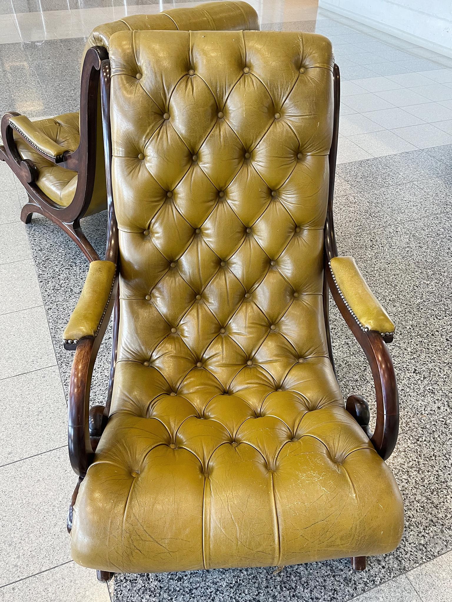 Leder- und Mahagoni-Sessel im Regency-Stil des 20. Jahrhunderts, Paar im Angebot 2