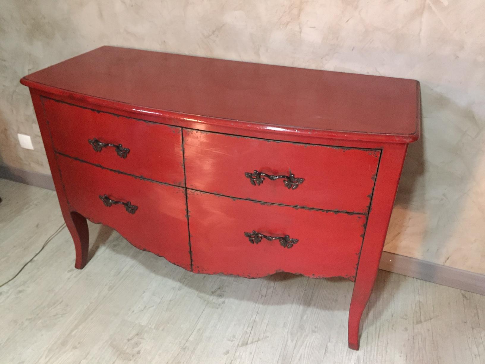 French 20th Century Regency Style Red Patinated Commode