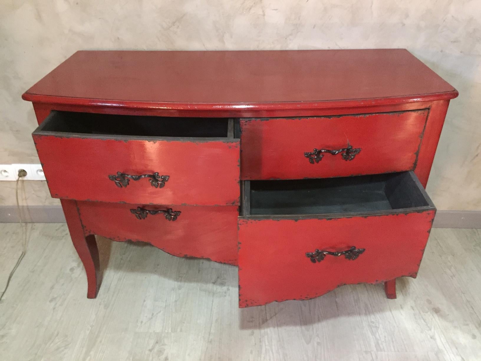 20th Century Regency Style Red Patinated Commode 1