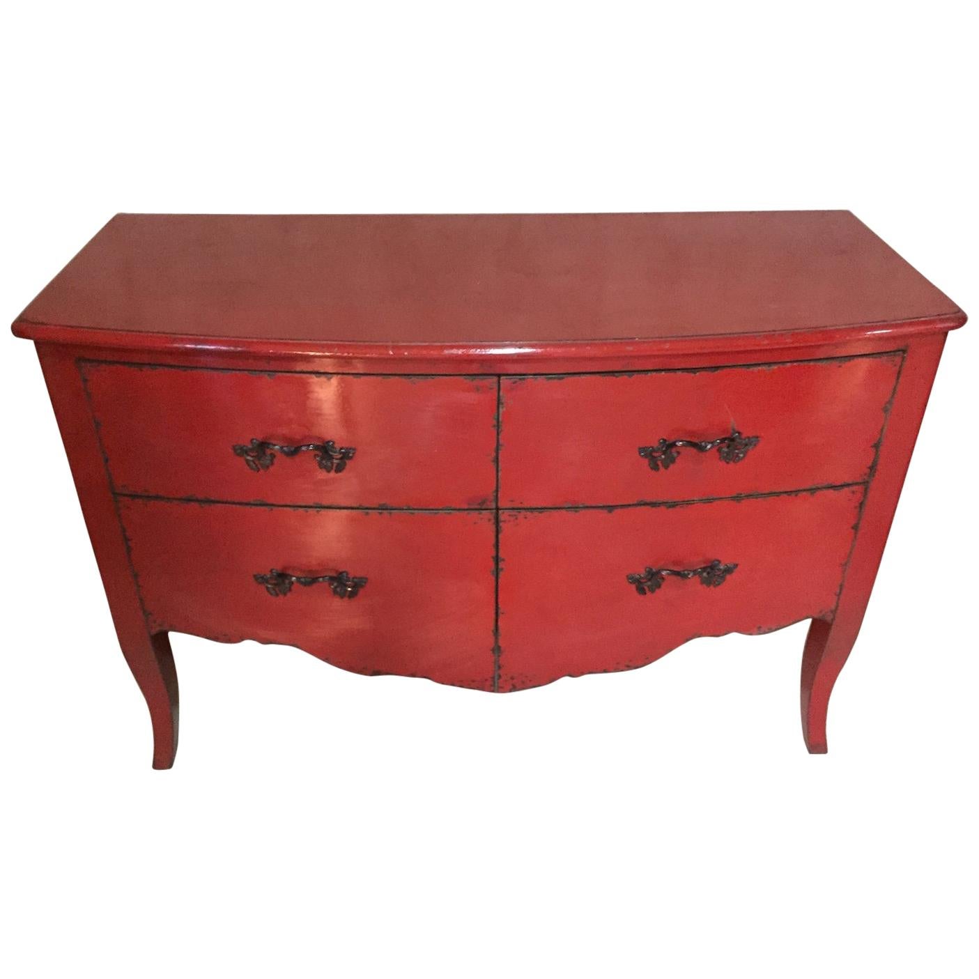 20th Century Regency Style Red Patinated Commode
