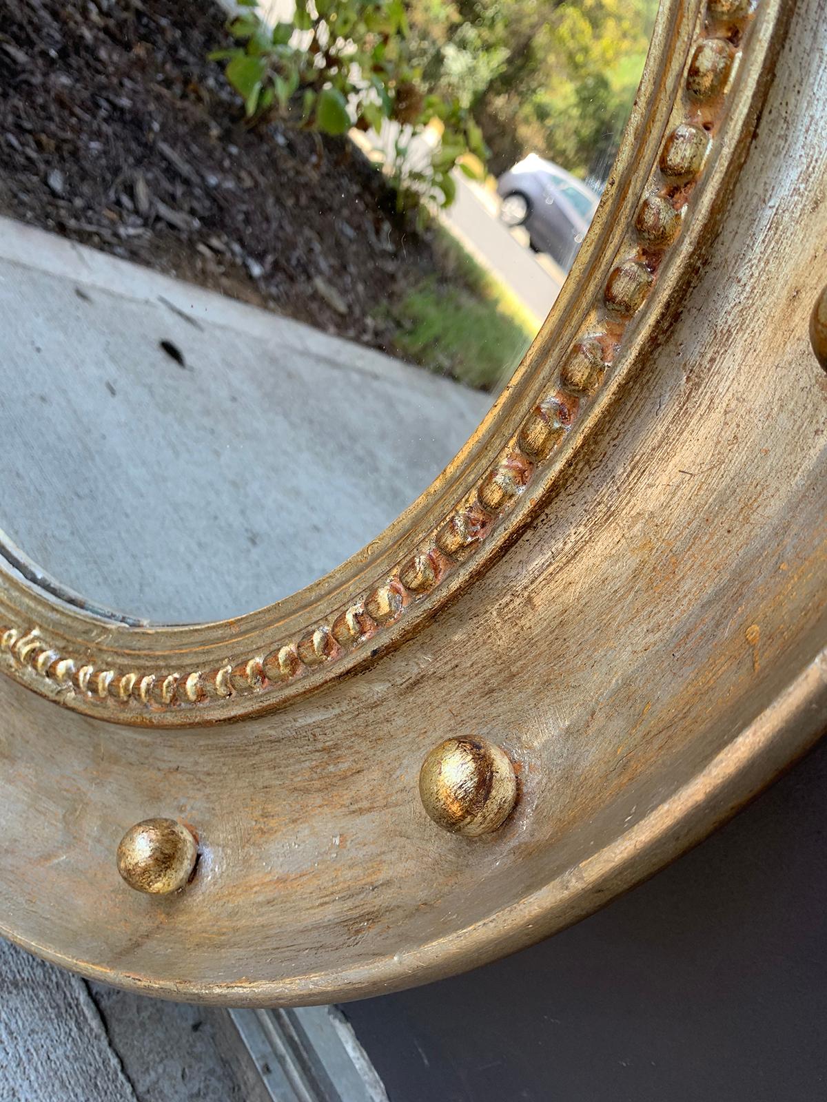 20th Century Regency Style Round Mirror with Silver/Gold Gilt Finish 12