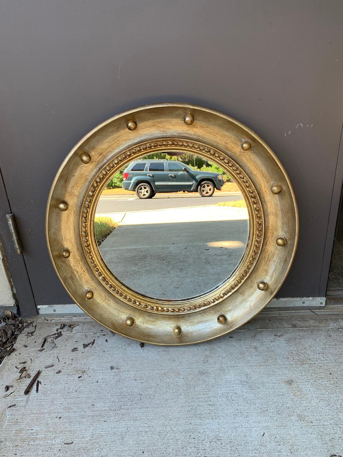 20th Century Regency Style Round Mirror with Silver/Gold Gilt Finish 15