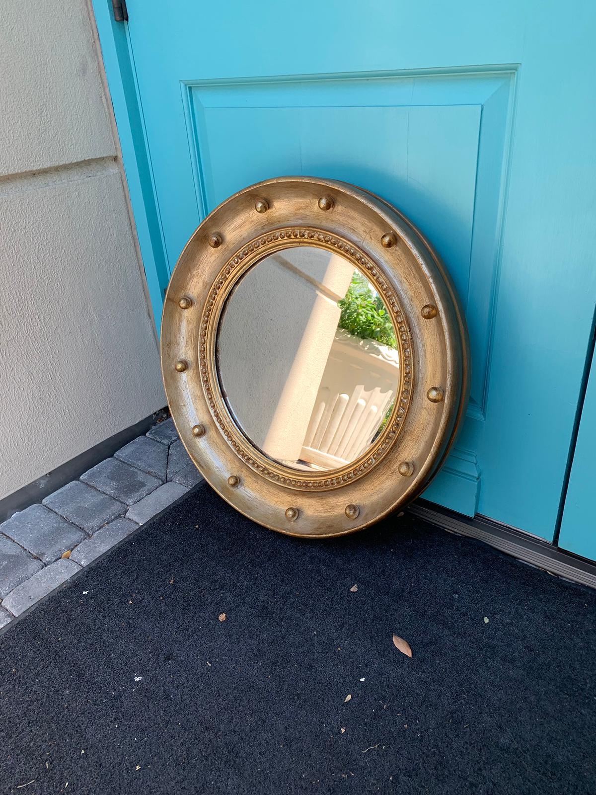 20th Century Regency Style Round Mirror with Silver/Gold Gilt Finish In Good Condition In Atlanta, GA