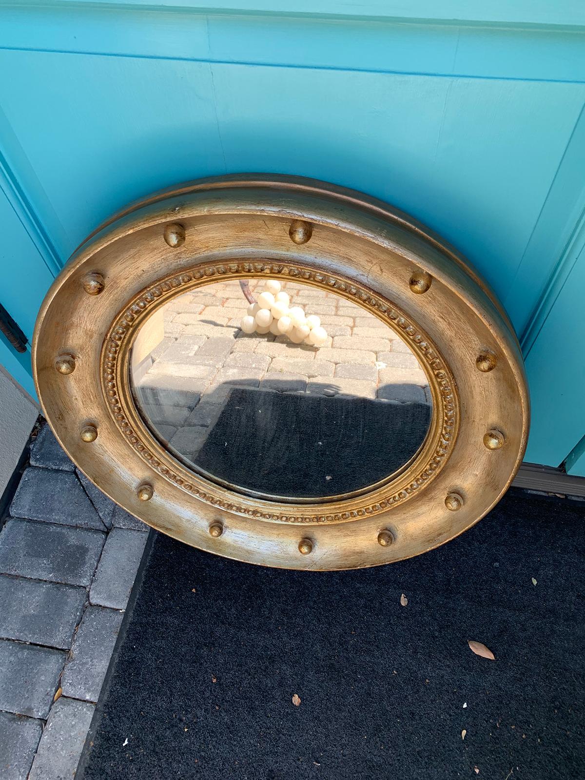 20th Century Regency Style Round Mirror with Silver/Gold Gilt Finish 2