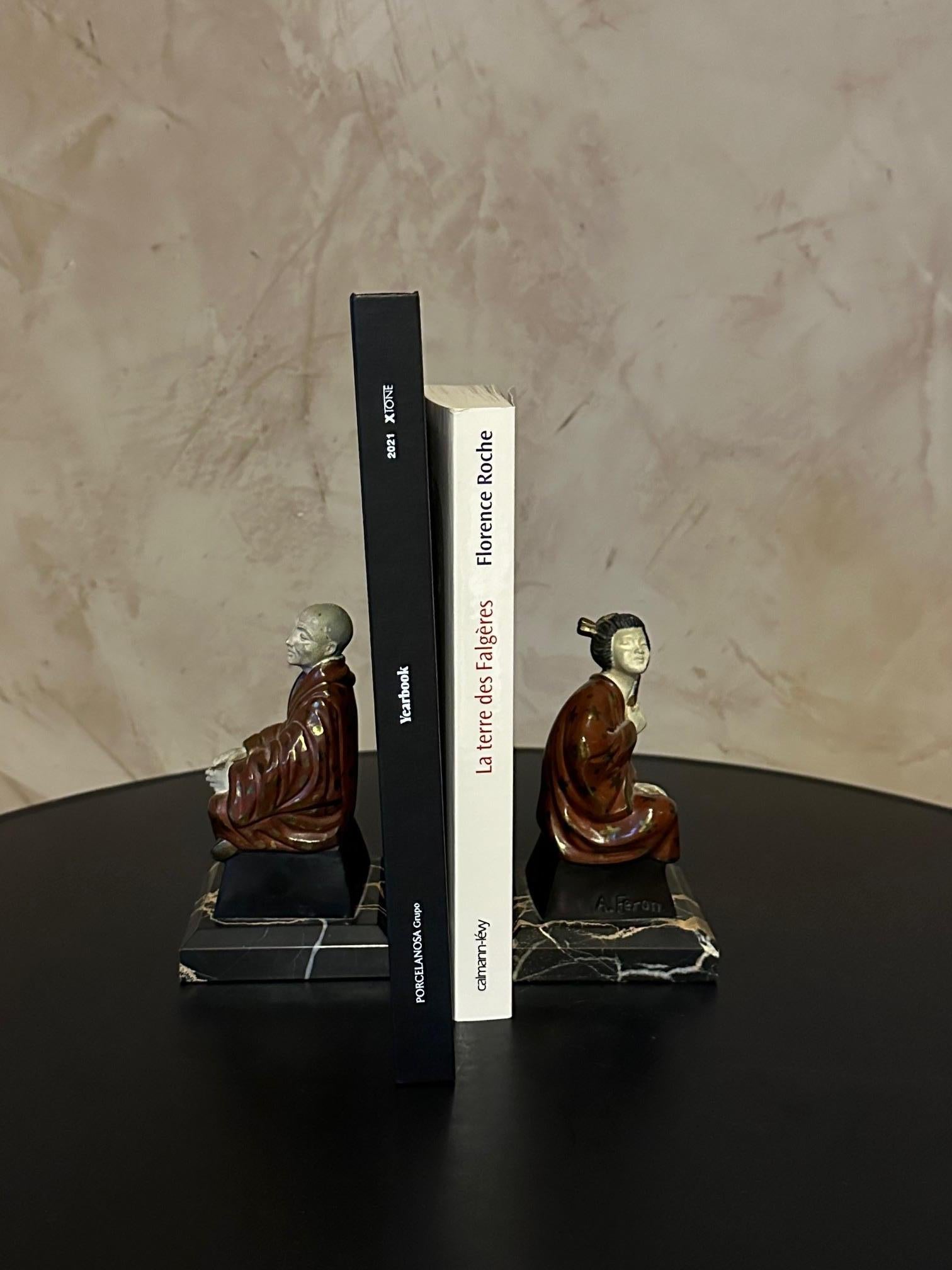 20th century Regule and Marble Adam Feron Bookend, 1930s For Sale 4