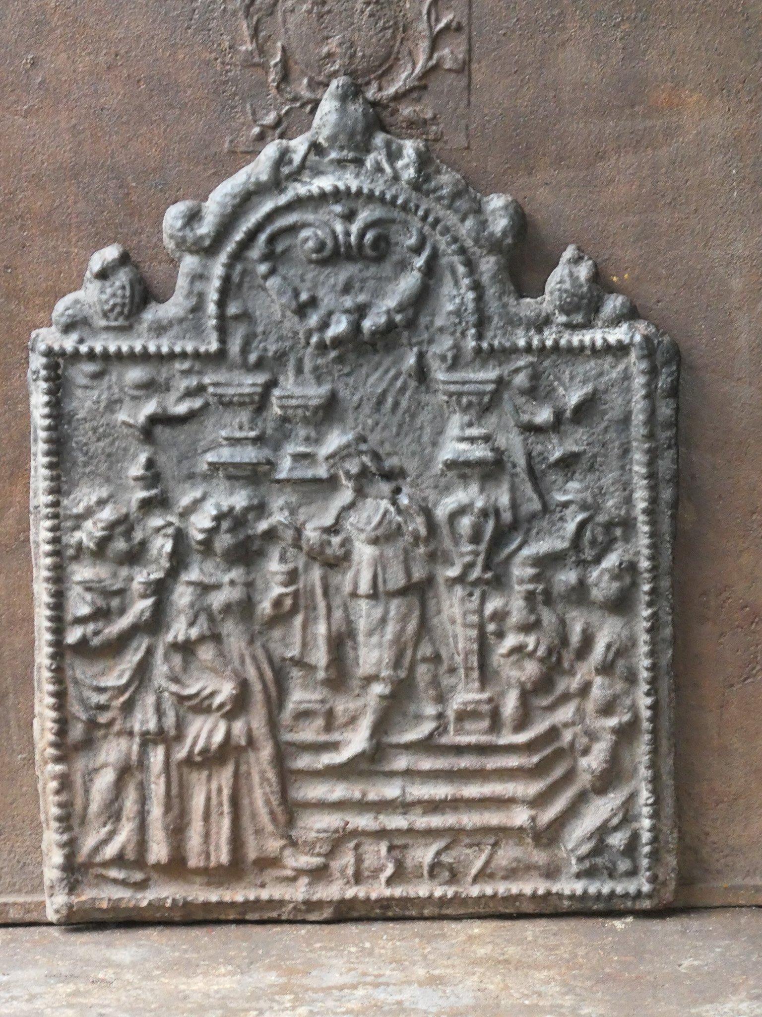 Cast 20th Century 'Religious Theme' Fireback / Backsplash, Gothic Style For Sale