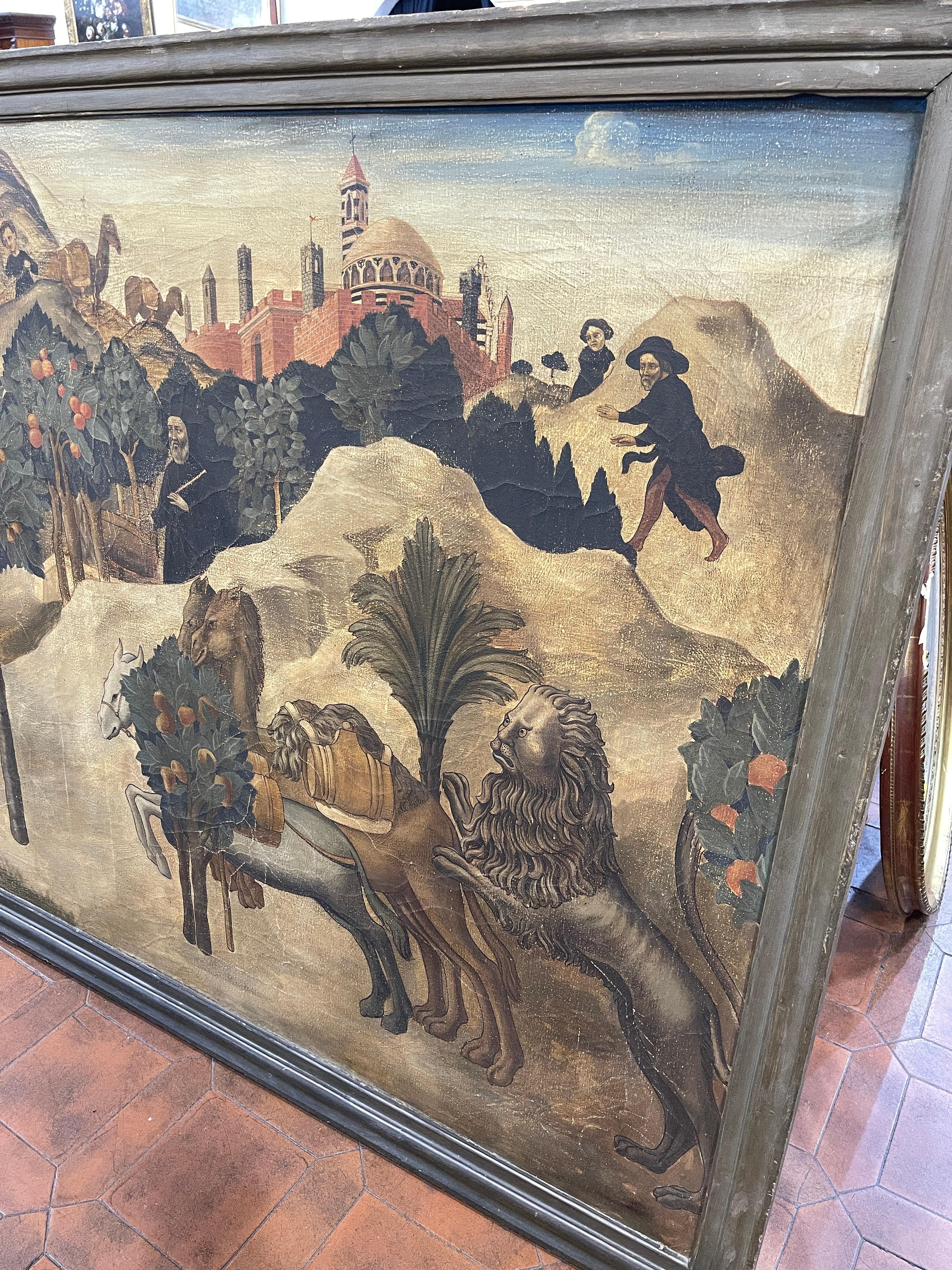 Italian 20th Century Renaissance Painting Oil on Canvas Sano di Pietro, 1900s