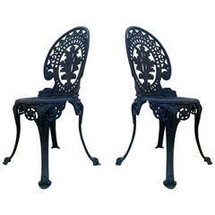 20th Century Renaissance Revival Style Pair of Back Garden Chairs