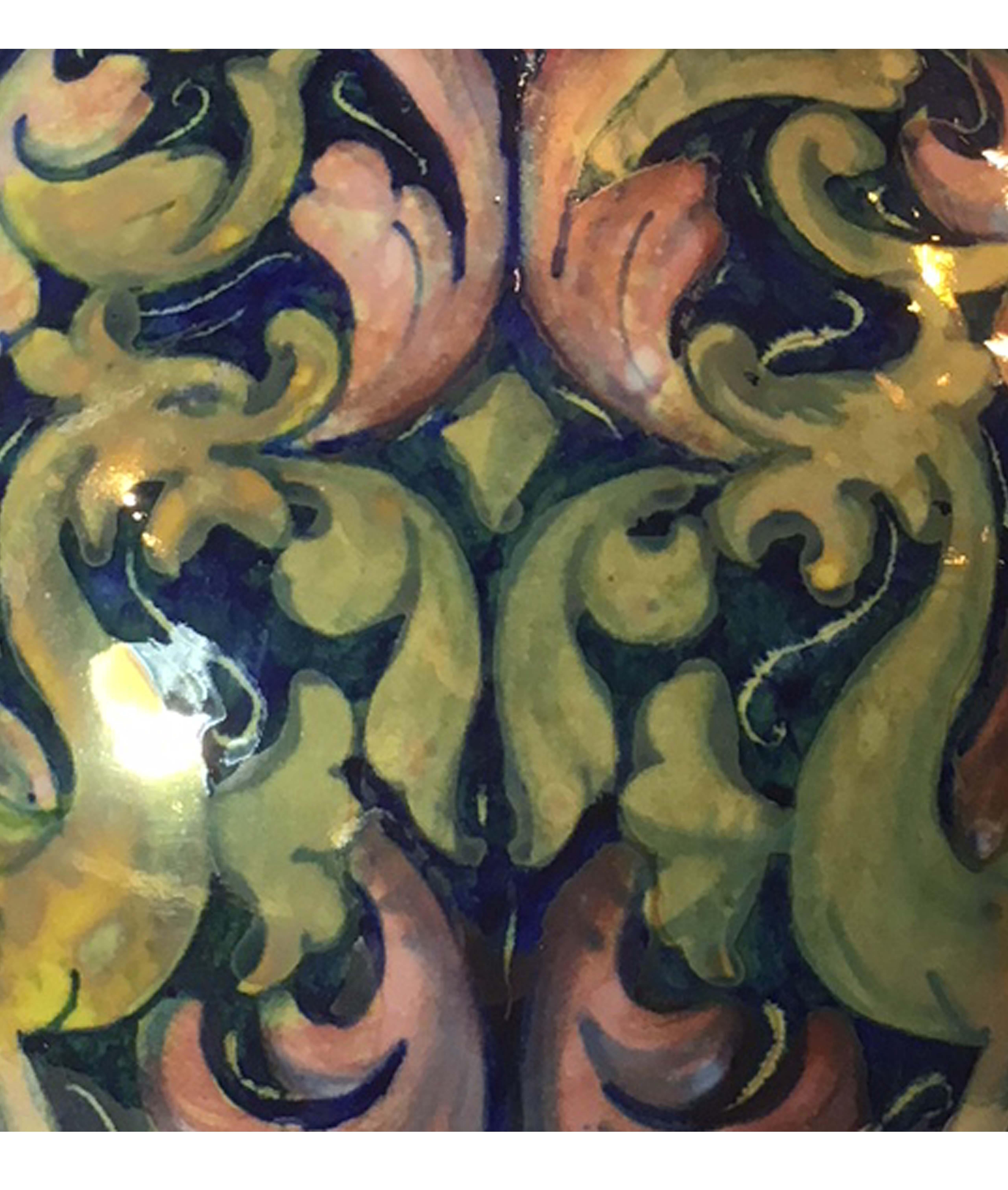 20th Century Renaissence Revival Polychrome Drawings Pottery Gualdo Tadino Vase For Sale 6
