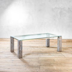 20th Century Renato Polidori Skipper Table Mod. Faraone Marble and Crystal, 80s