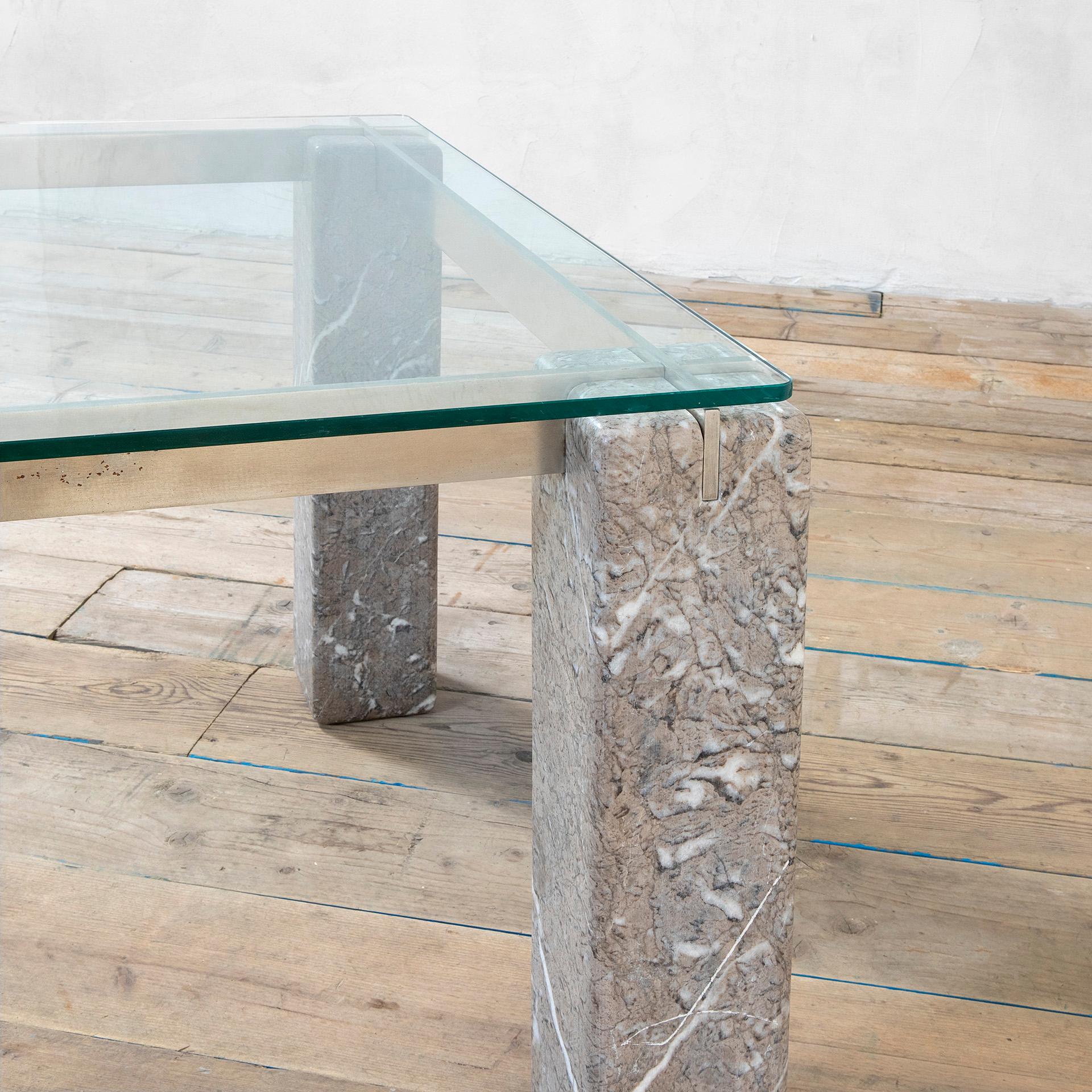 Mid-Century Modern 20th Century Renato Polidori Skipper Table Mod. Faraone Marble and Crystal, 80s For Sale