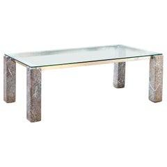 XX secolo Renato Polidori Skipper Table Mod. Faraone in marmo e cristallo, anni '80