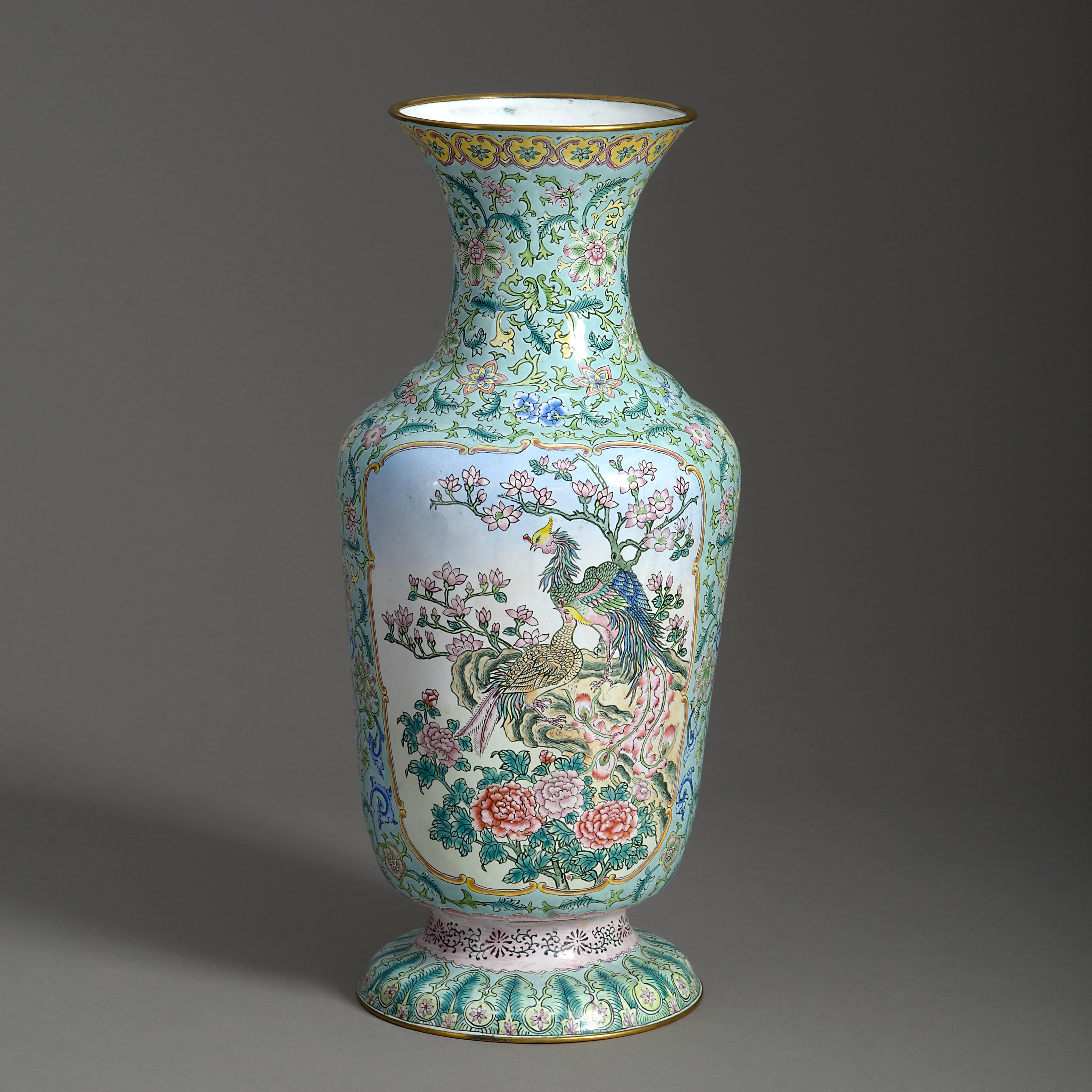 Chinese Export 20th Century Republic Period Canton Enamel Vase For Sale