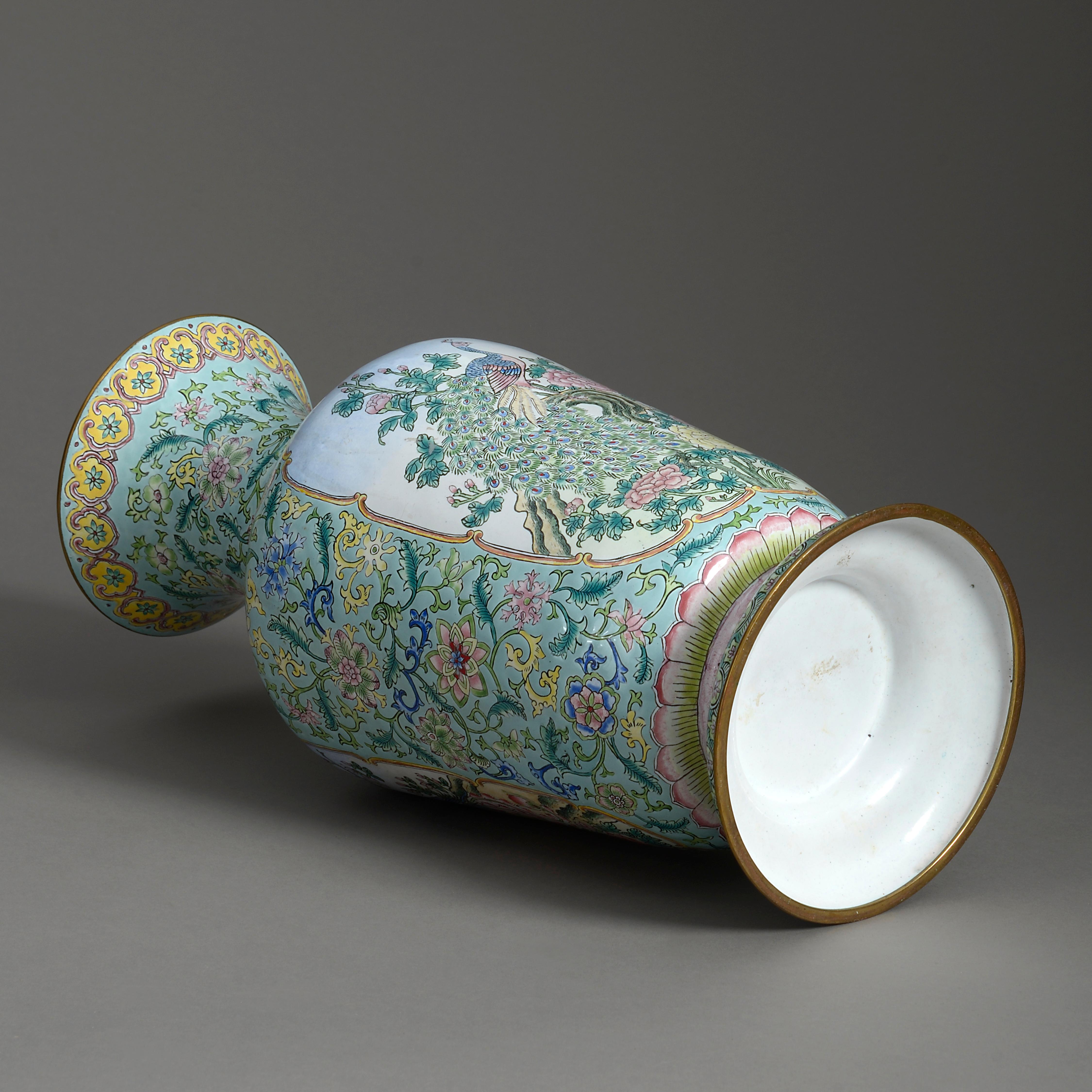 Chinese 20th Century Republic Period Canton Enamel Vase For Sale