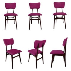 20th Century Restored Chairs in Fuchsia Wool and Wood, 1960s, Set of 6