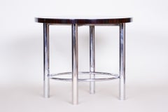 20th Century Restored Chrome Round Macassar Bauhaus Table, Mücke-Melder, 1930s
